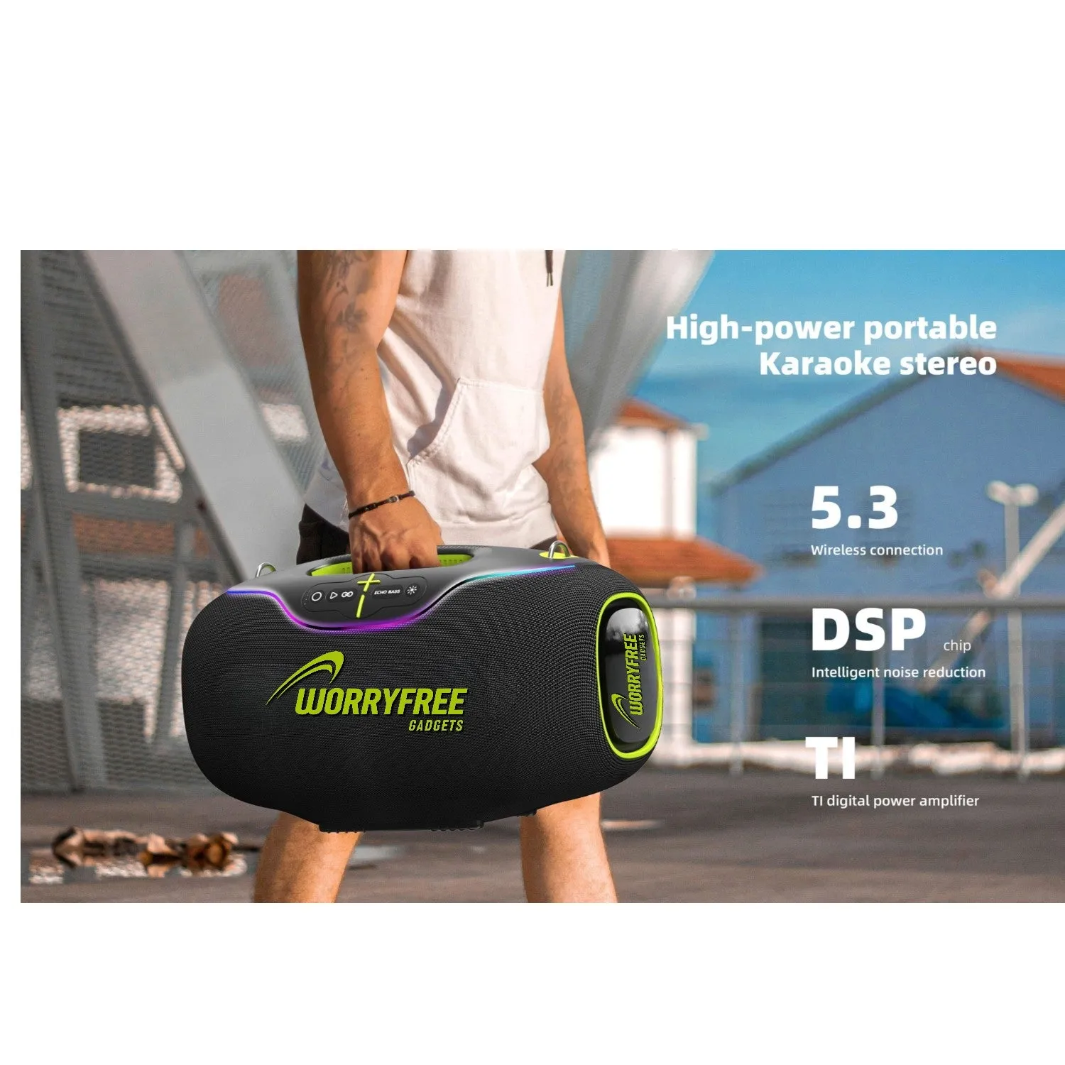 350W Wireless Speaker with Handle & Microphone