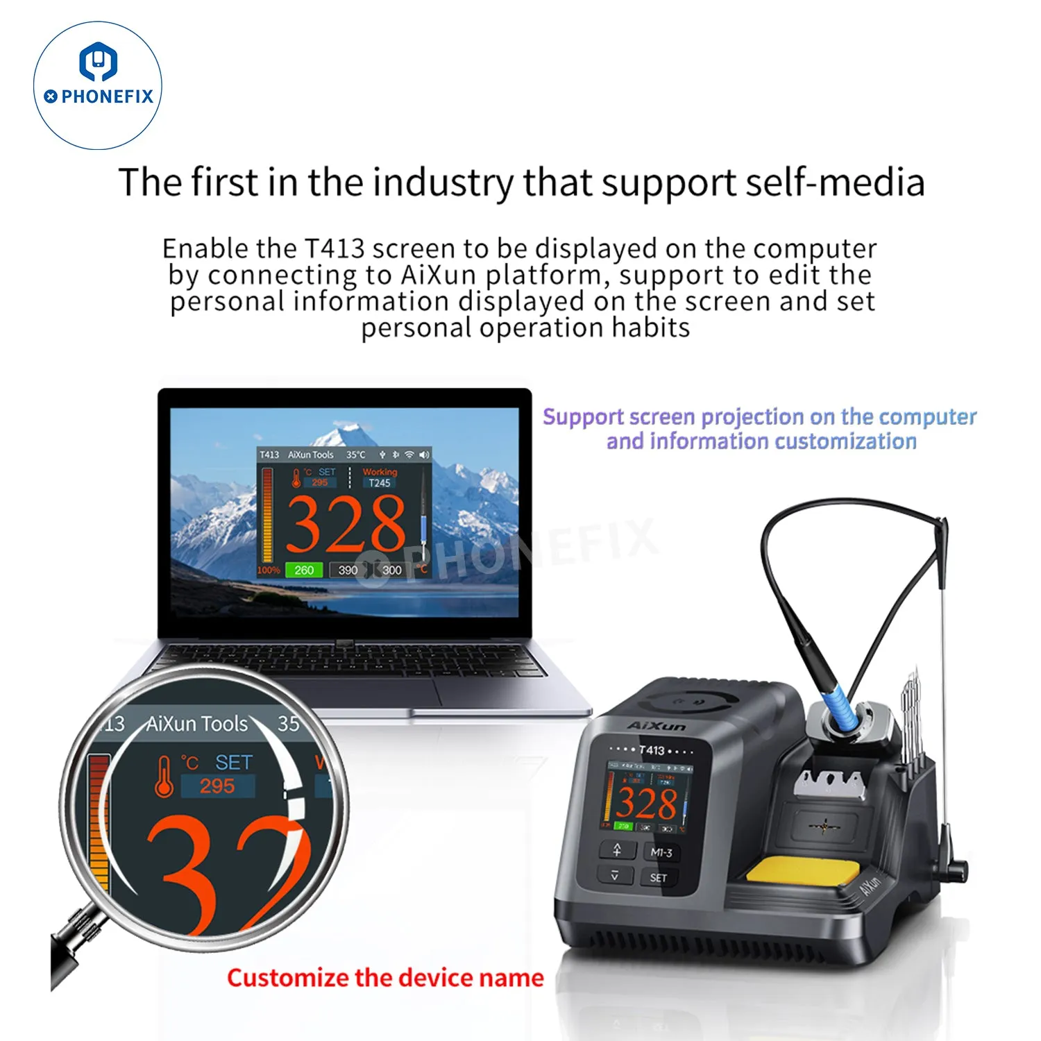 AIXUN T413 Integrated Soldering Station With T245/T225 Handle