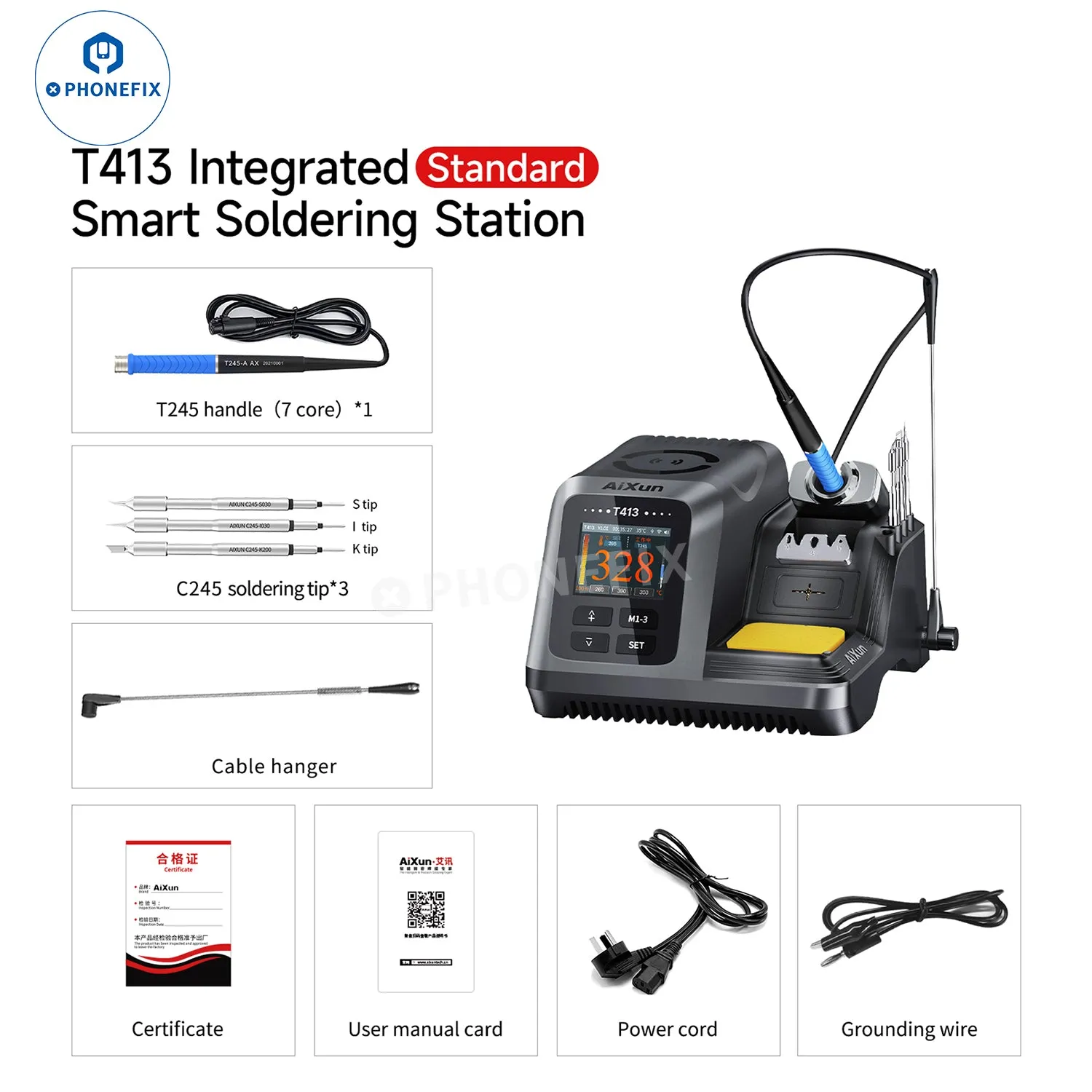 AIXUN T413 Integrated Soldering Station With T245/T225 Handle