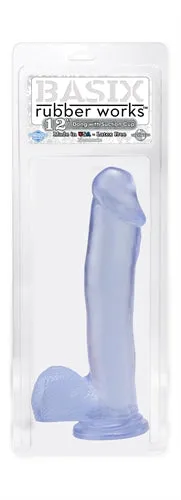 Basix 12 Inch Suction Cup Dildo with Soft and Flexible Design