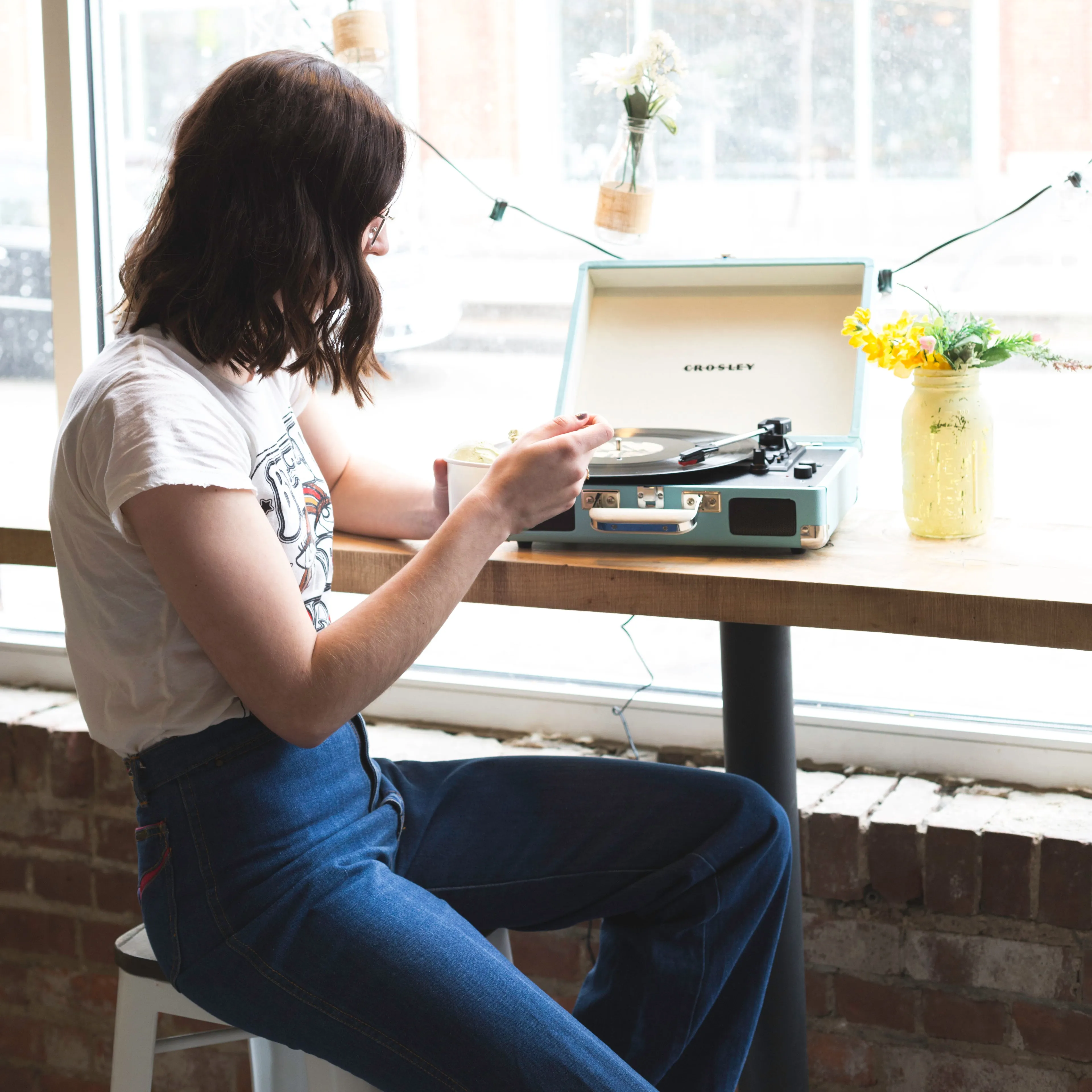 Bluetooth 3-Speed Turntable   Storage Stand Set - Crosley