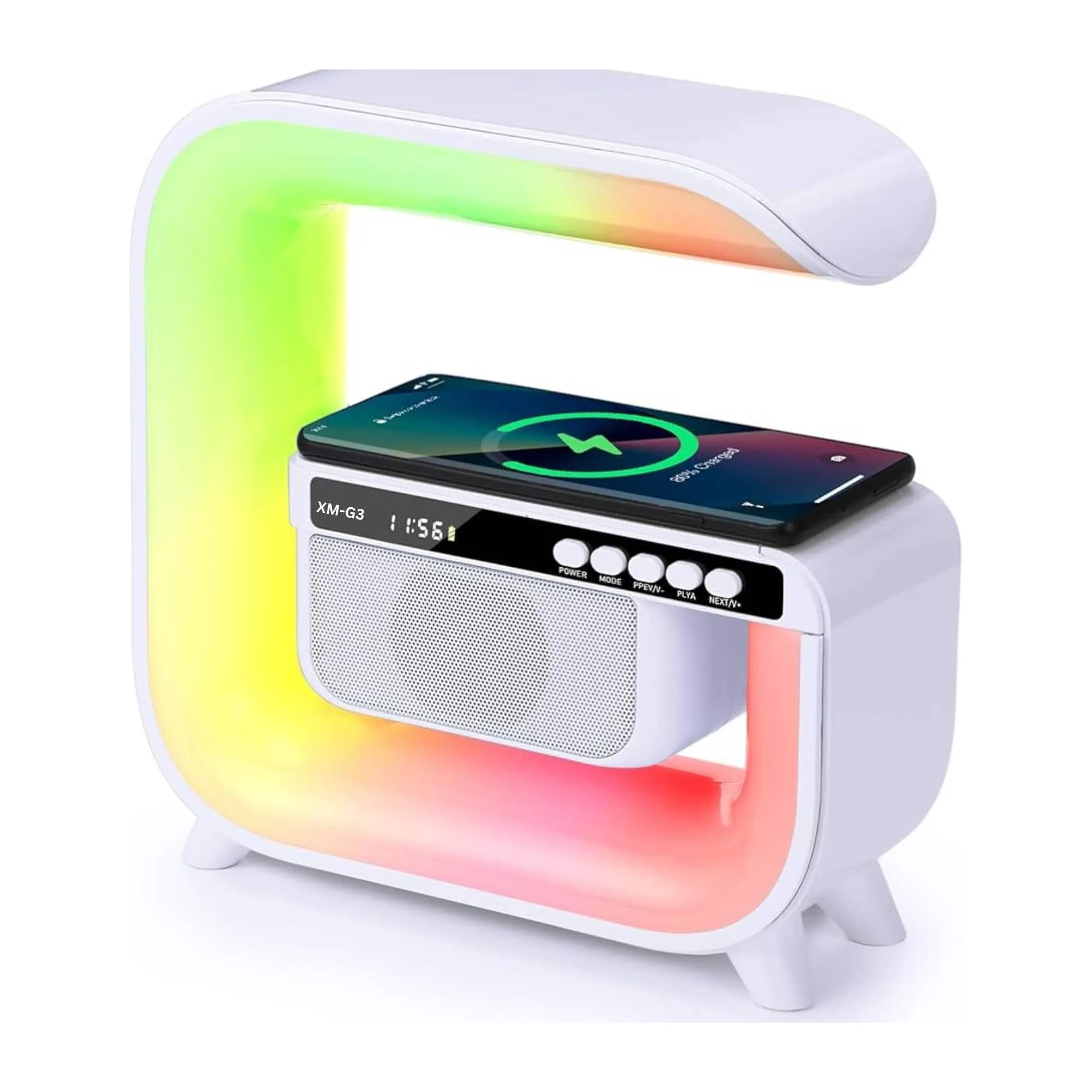 Bluetooth Rechargeable Speaker - Wireless Phone Charging LED Lamp Alarm Clock