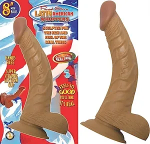 Bouncy 8-Inch Real Skin Dildo with Curved Design and Suction Mount