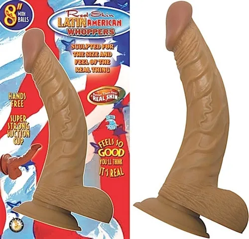 Bouncy 8-Inch Real Skin Dildo with Curved Design and Suction Mount