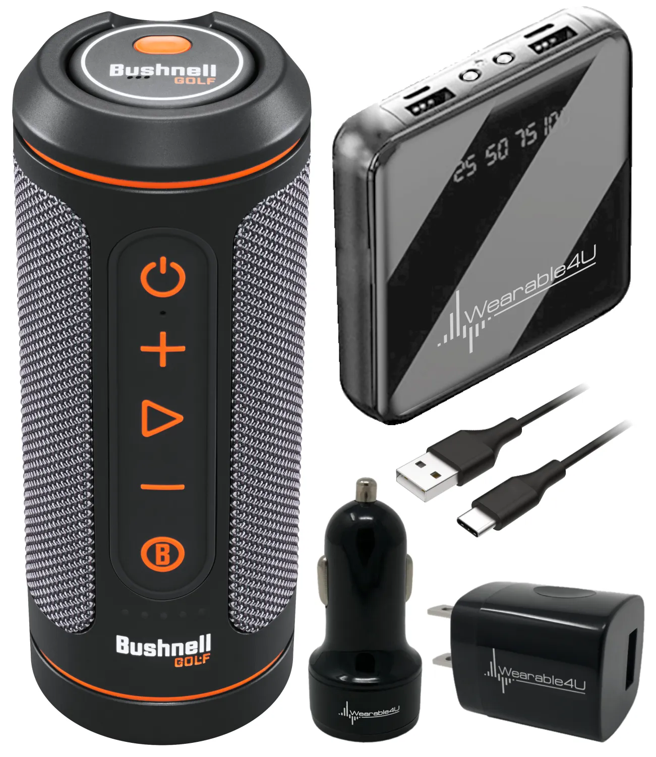 Bushnell Wingman 2 GPS Golf Speaker with Wearable4U Bundle