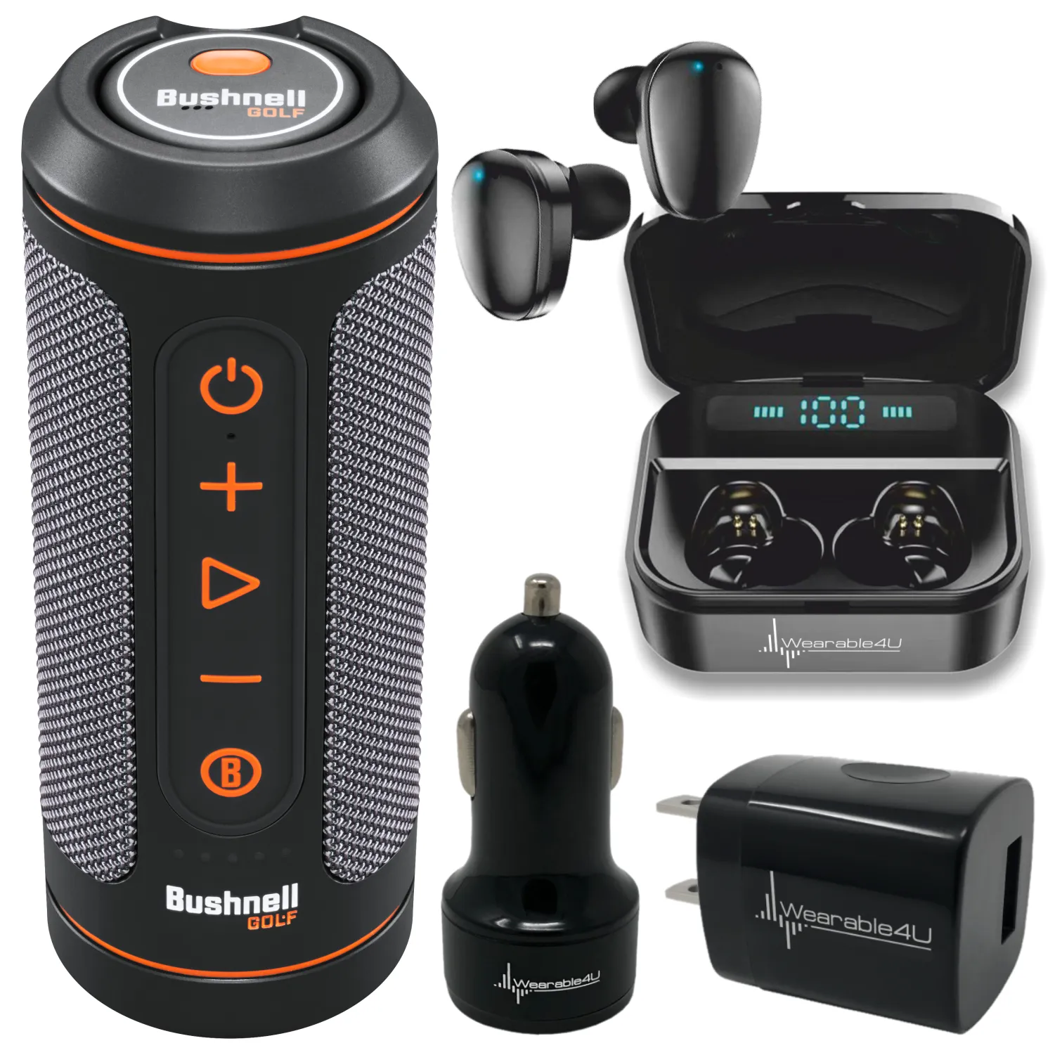 Bushnell Wingman 2 GPS Golf Speaker with Wearable4U Bundle