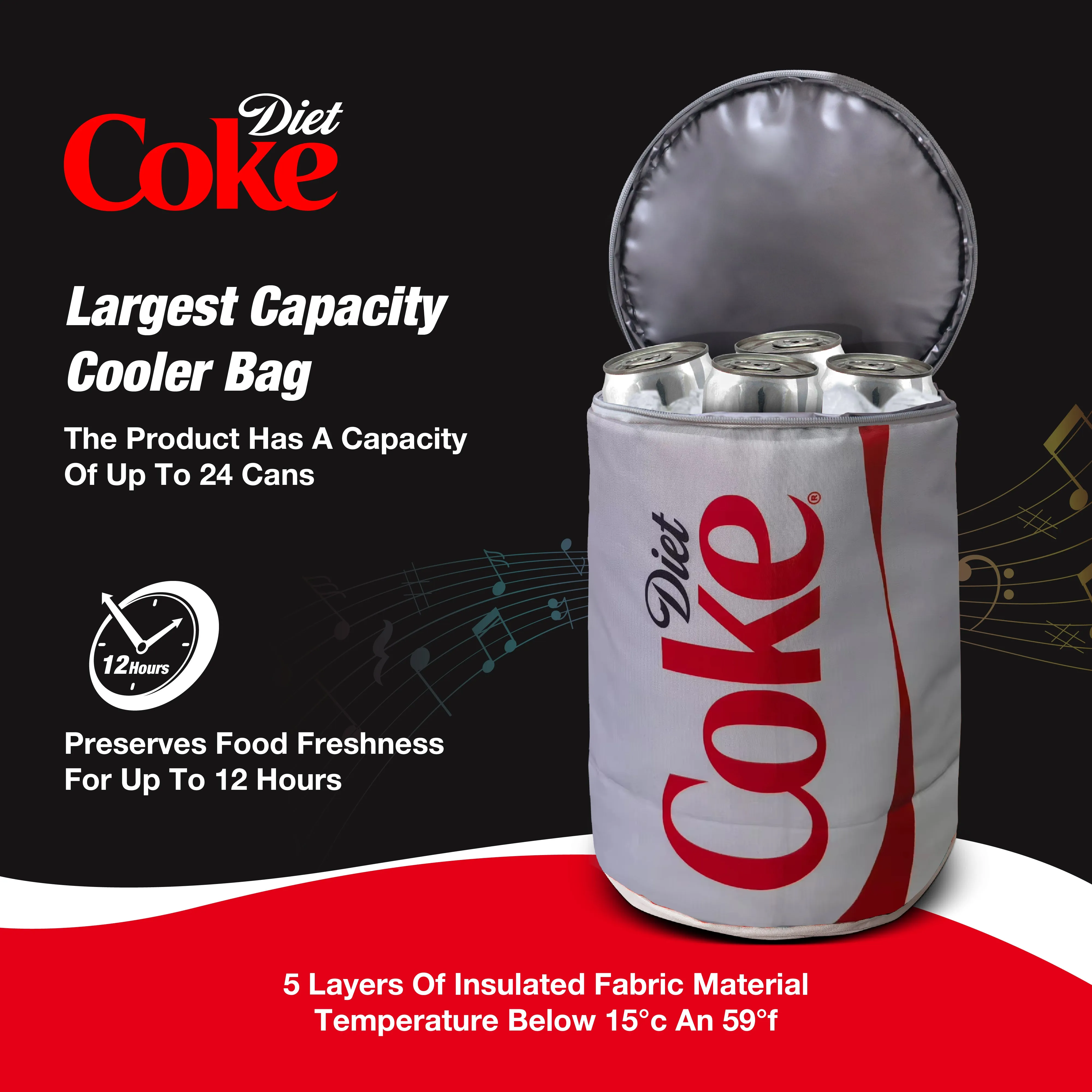 Coca-Cola/ Diet Coke Can Shaped Cooler Bag with Built-in Bluetooth Speakers