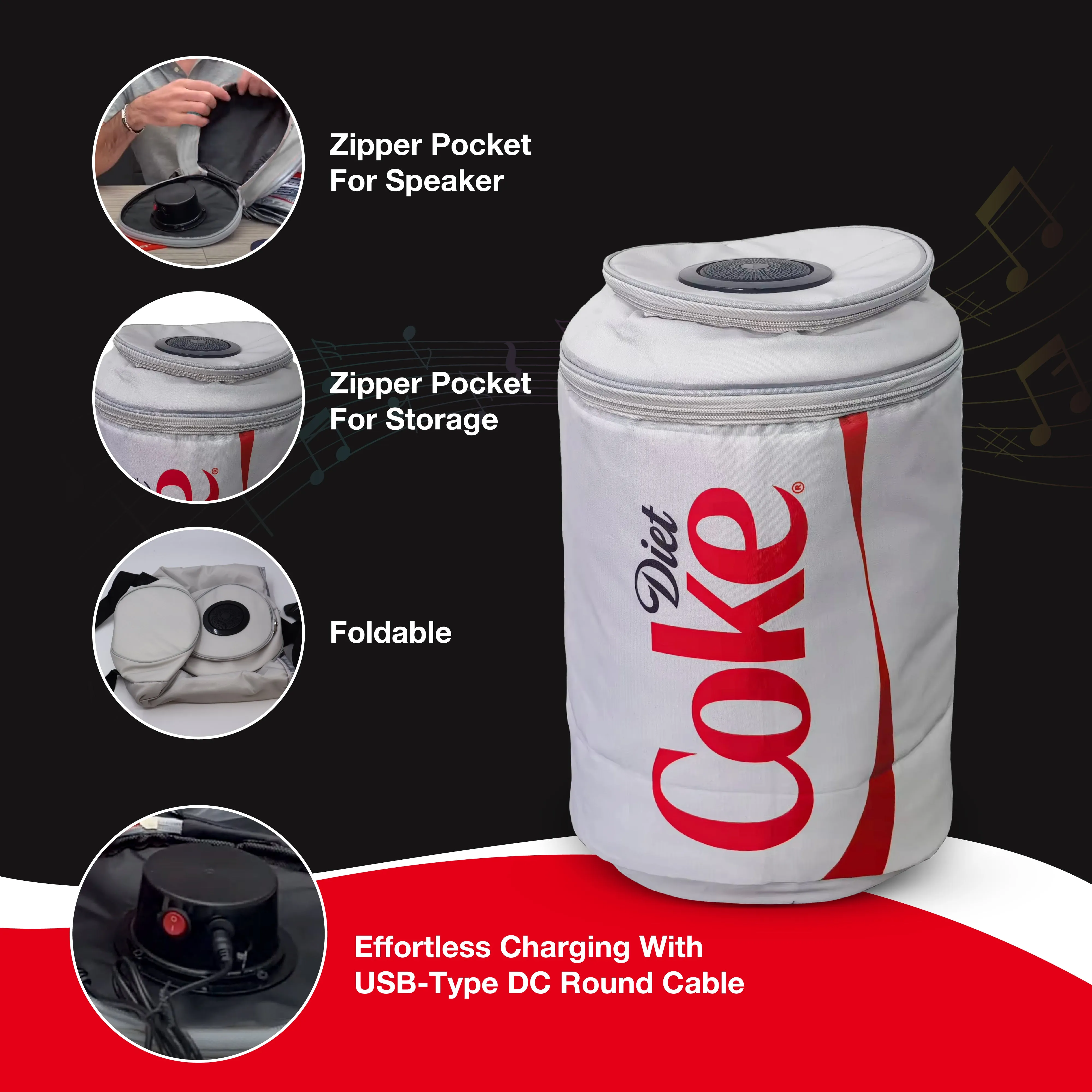 Coca-Cola/ Diet Coke Can Shaped Cooler Bag with Built-in Bluetooth Speakers