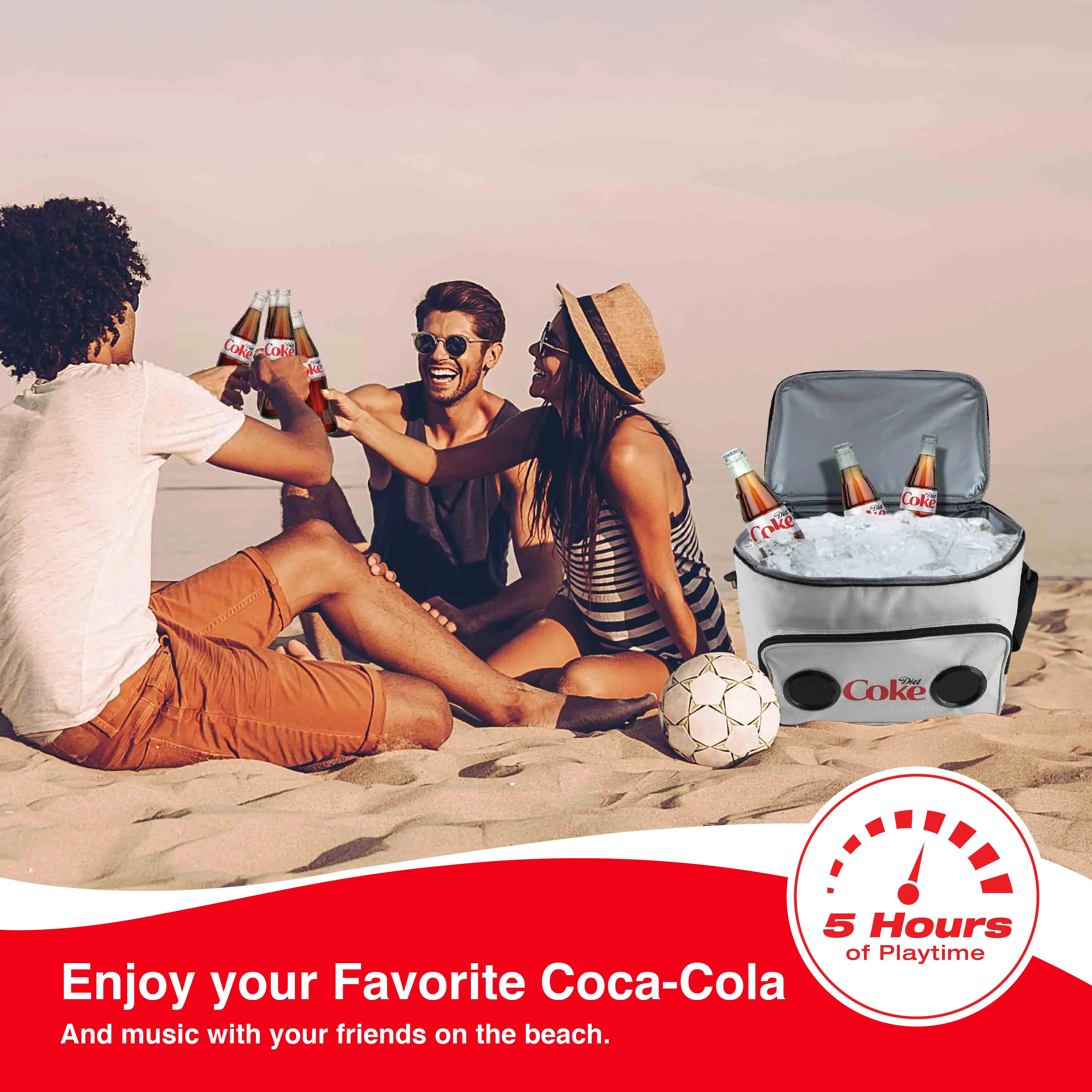 Coca Cola/ Diet Coke Cooler Bluetooth Speaker Bag with Rechargeable Long Playtime Battery, Stereo Sound, Multi Zipped Pockets and Adjustable Shoulder Strip For Indoor & Outdoor Parties | Portable Speaker