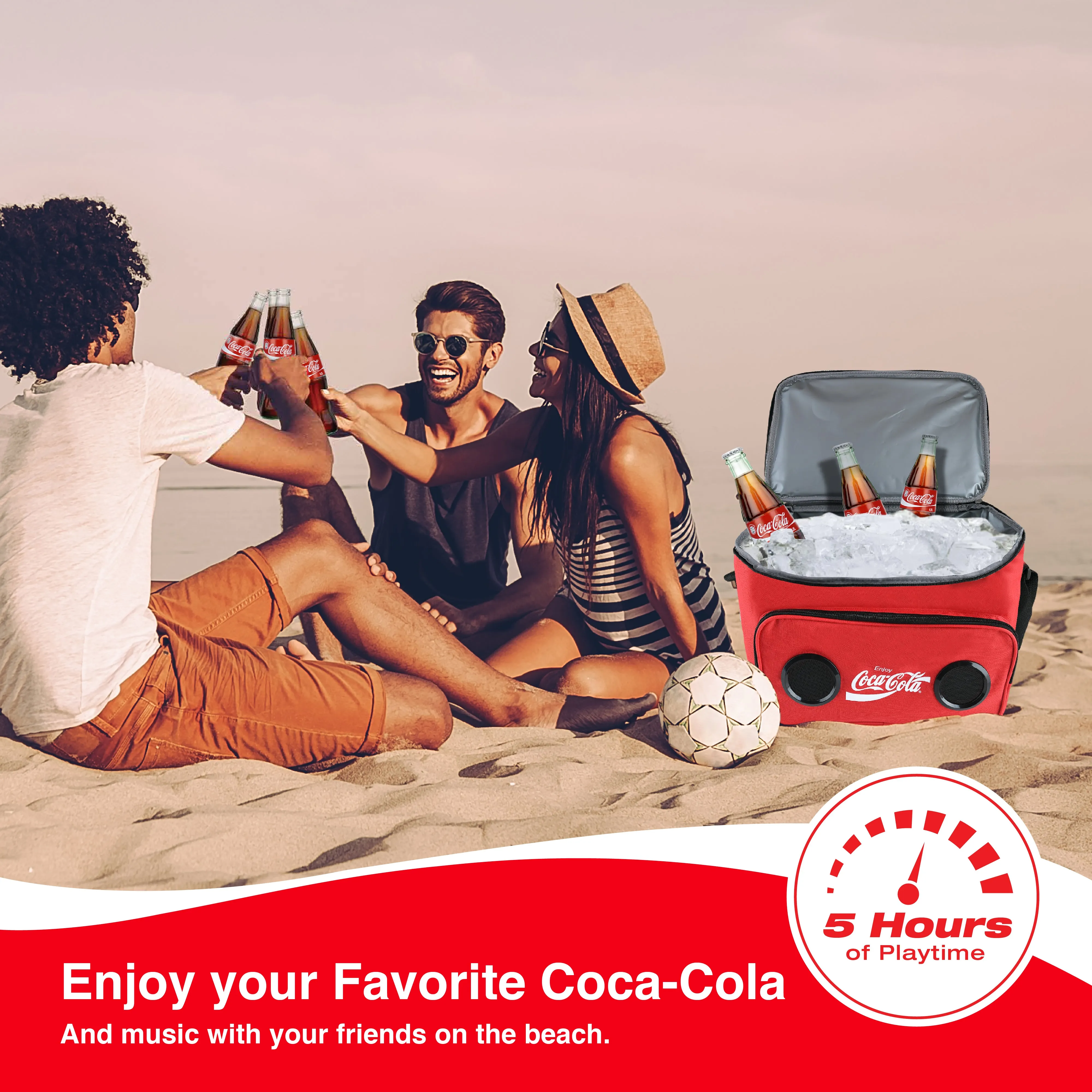 Coca Cola/ Diet Coke Cooler Bluetooth Speaker Bag with Rechargeable Long Playtime Battery, Stereo Sound, Multi Zipped Pockets and Adjustable Shoulder Strip For Indoor & Outdoor Parties | Portable Speaker