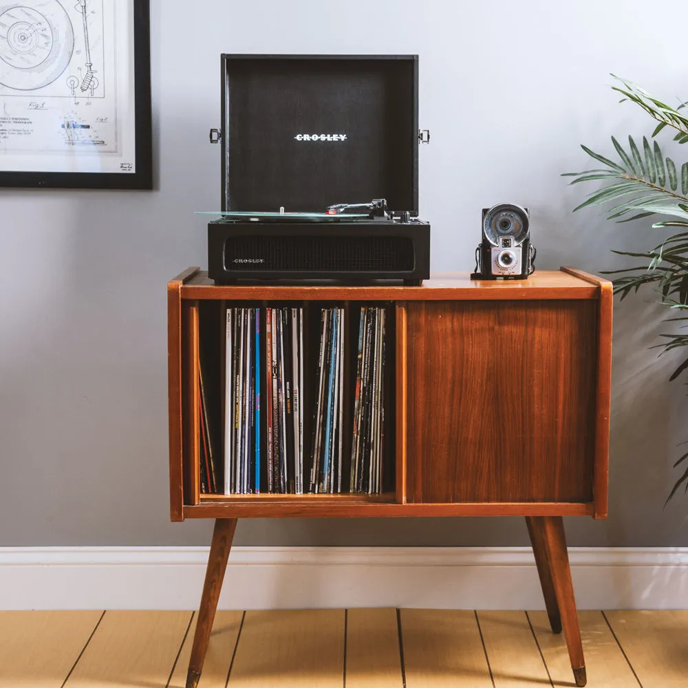 Crosley Voyager Bluetooth Portable Turntable - Black   Bundled Crosley Record Storage Display Stand