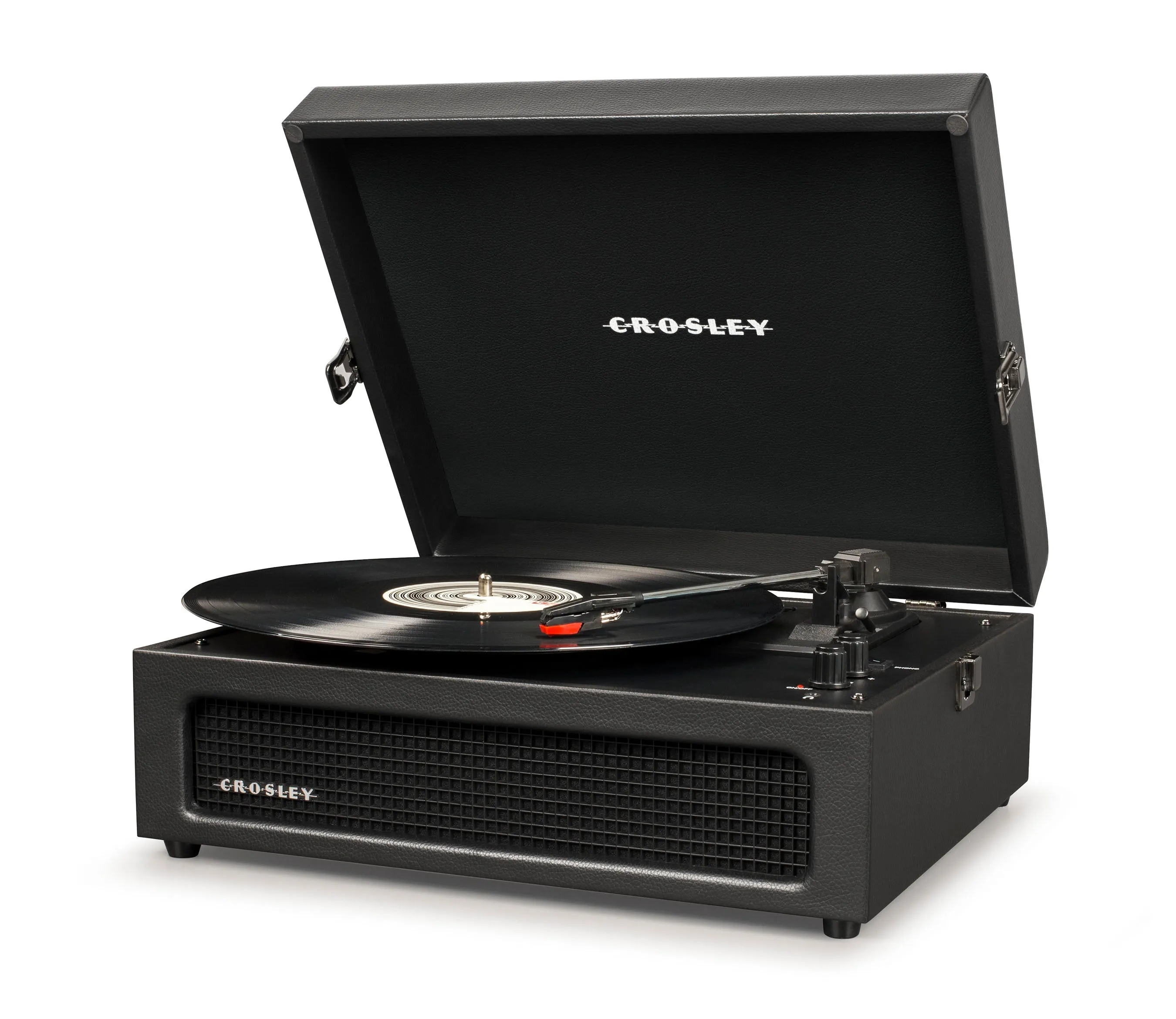 Crosley Voyager Bluetooth Portable Turntable - Black   Bundled Crosley Record Storage Display Stand