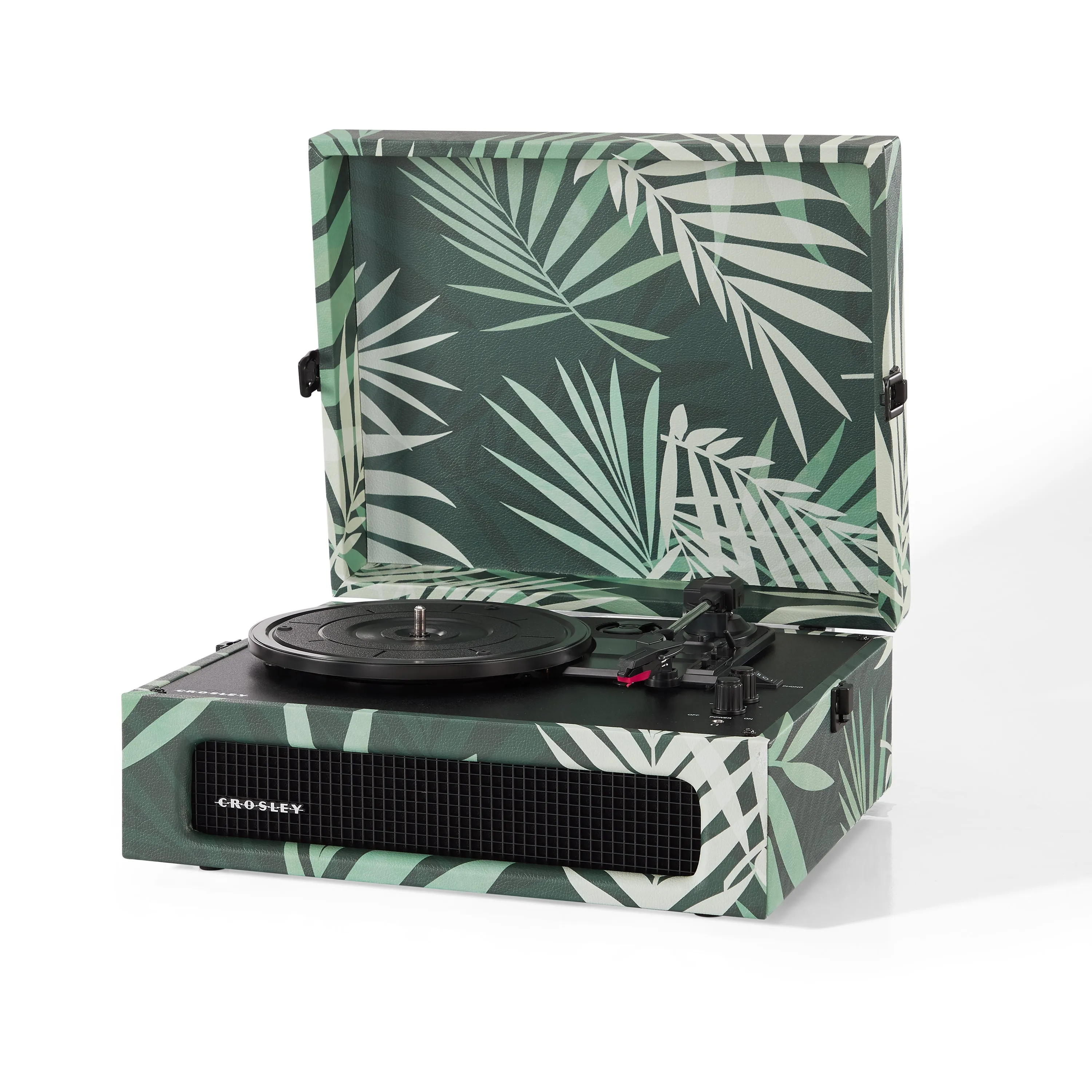 Crosley Voyager Bluetooth Portable Turntable - Botanical   Bundled Crosley Record Storage Display Stand