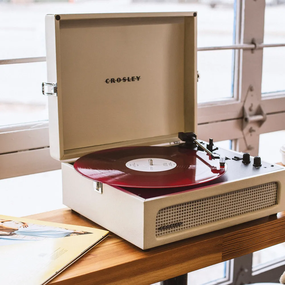 Crosley Voyager Bluetooth Portable Turntable - Dune   Bundled Crosley Record Storage Display Stand