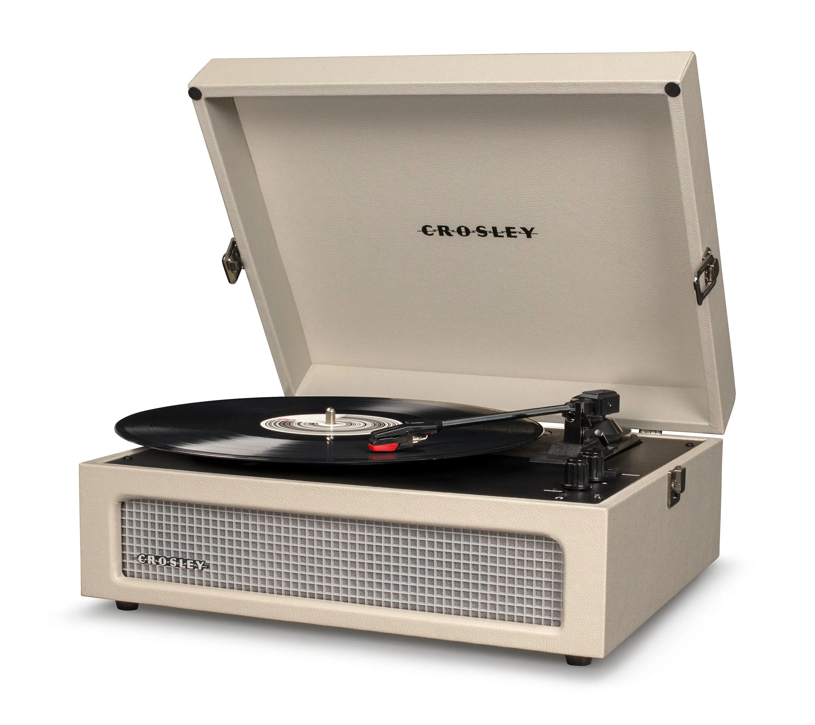 Crosley Voyager Bluetooth Portable Turntable - Dune   Bundled Crosley Record Storage Display Stand