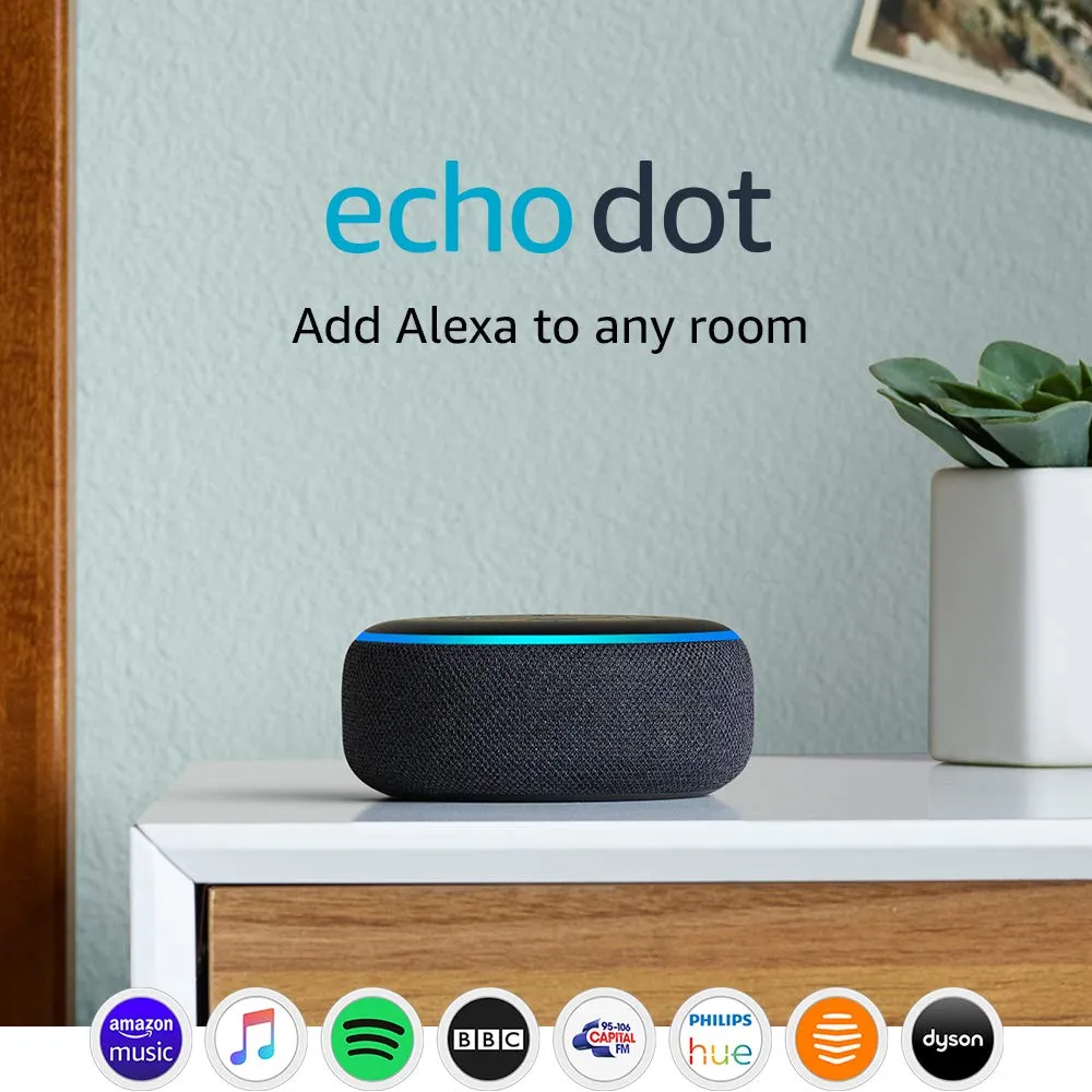 Echo Dot (3rd Gen) - Smart speaker with Alexa - Charcoal Fabric