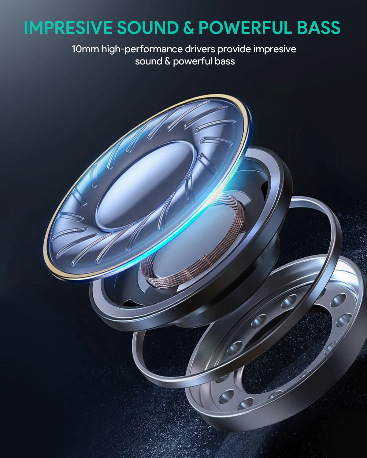 EP-N8 True Wireless Earbuds 30H, 3-mic, IPX7 Water Resistant, Bluetooth 5.2, Wireless Charging