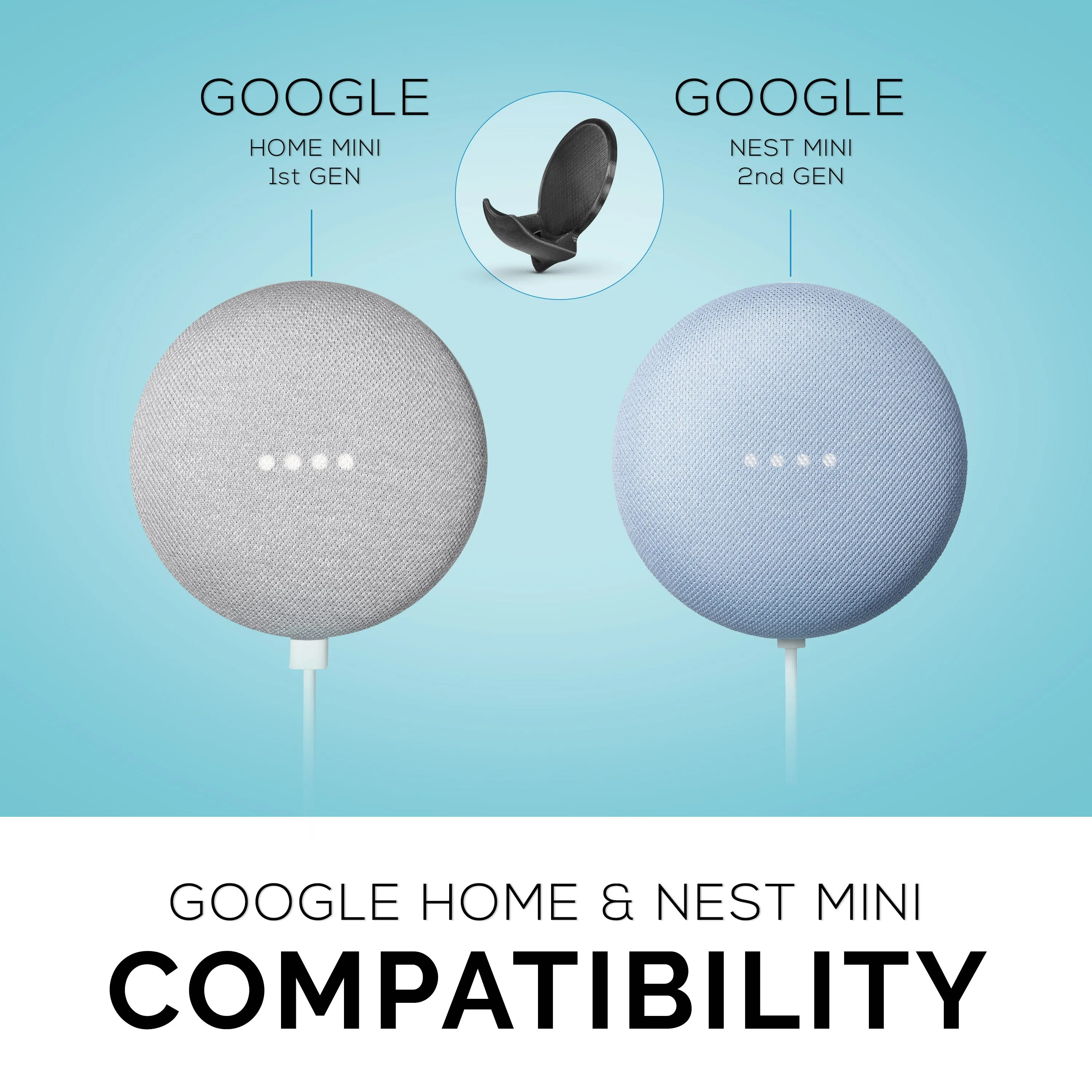 Google Nest Home Mini Stick On Wall Mount - Easy to Install