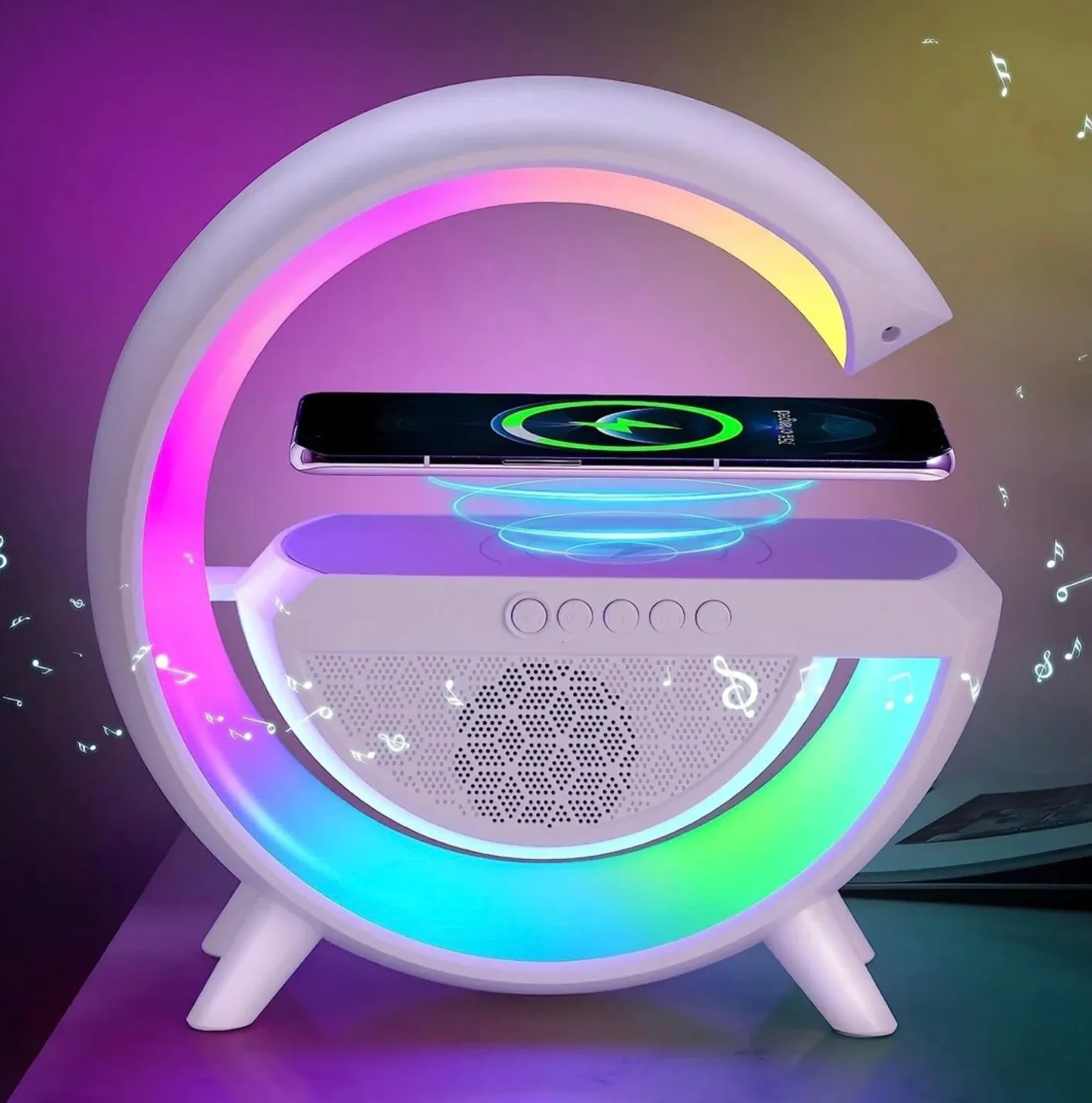 Google Speaker - Bluetooth Speaker with RGB Lights and Wireless charging station - G bluetooth speaker