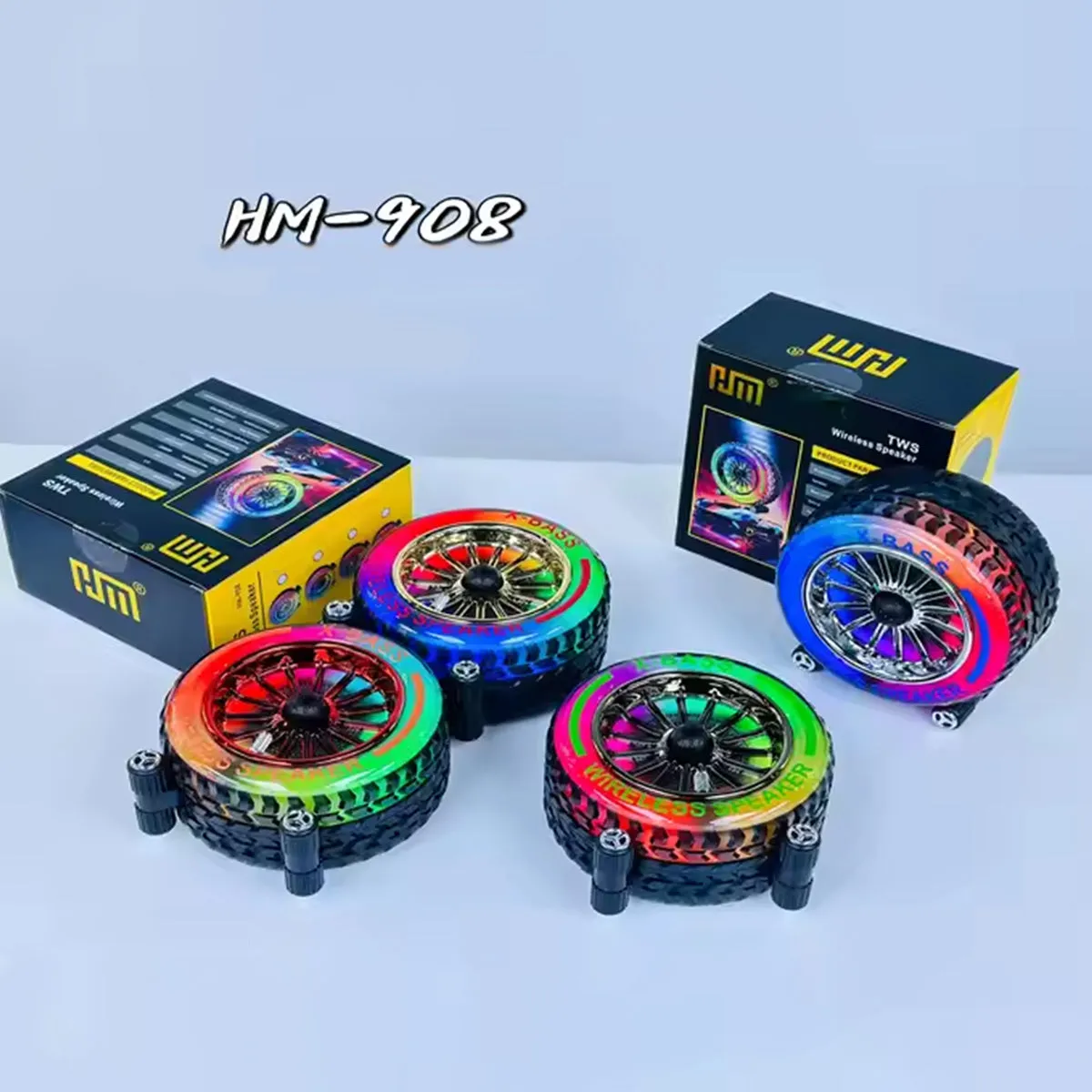 HM-908 RGB Big Wheel Wireless Portable Bluetooth Speaker