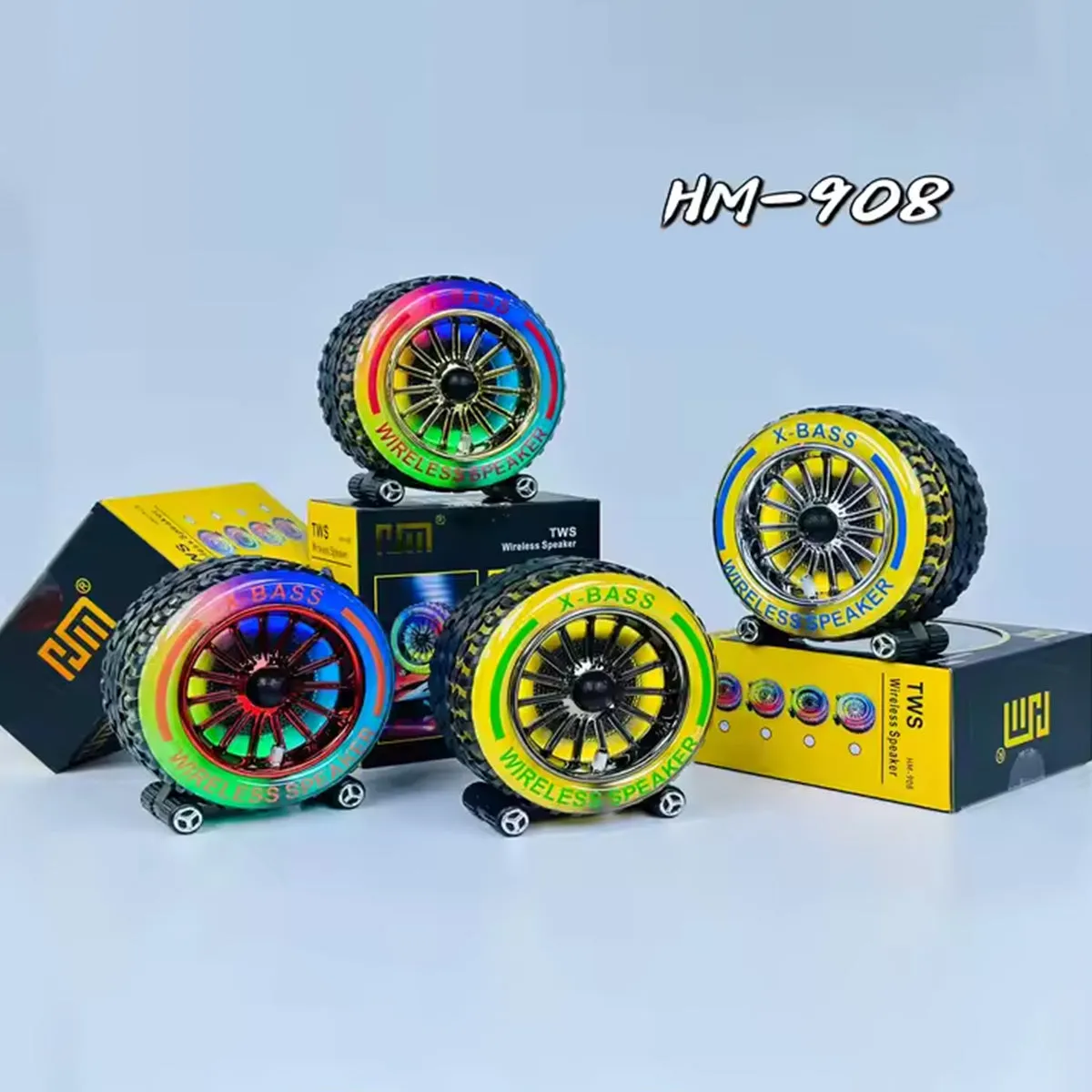 HM-908 RGB Big Wheel Wireless Portable Bluetooth Speaker