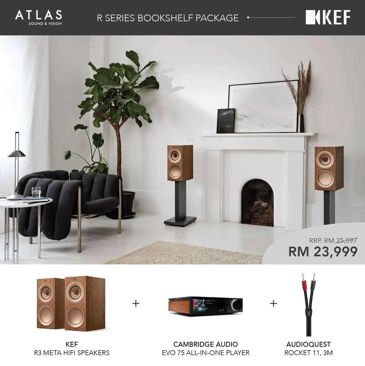 KEF R3 META BOOKSHELF PACKAGE