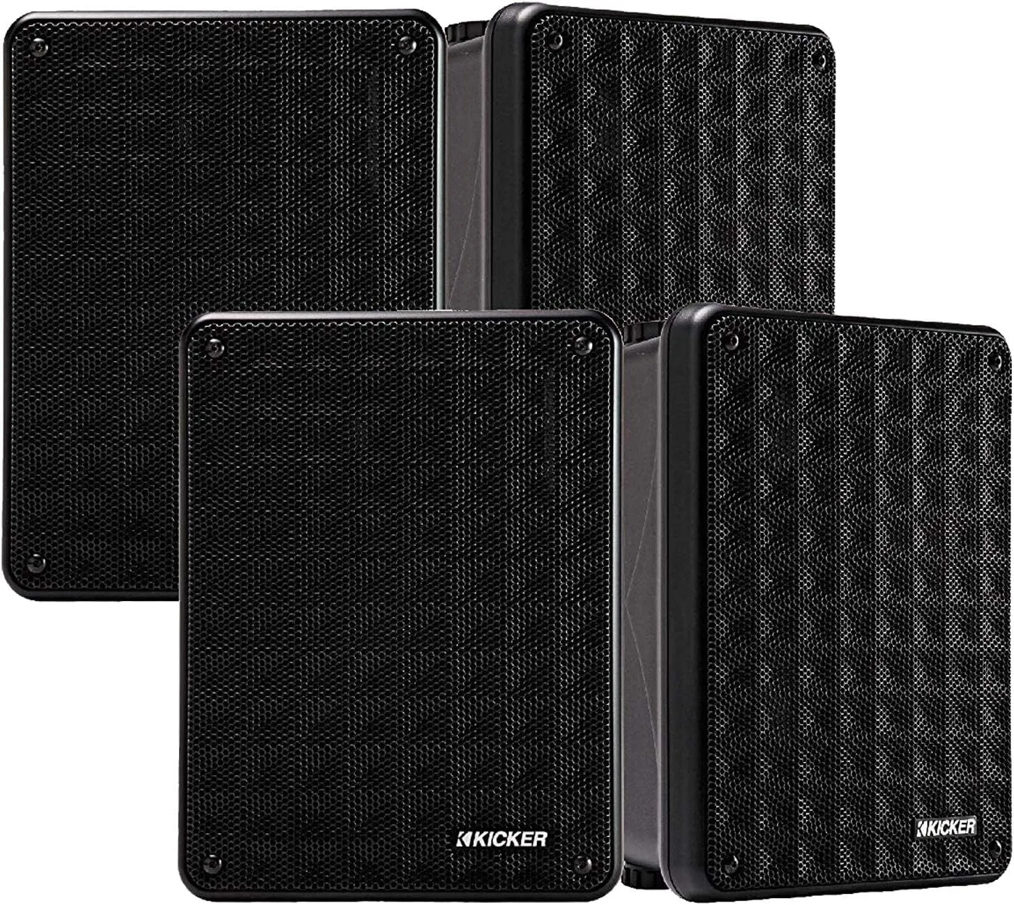 Kicker KB6 2-Way Full Range Indoor Outdoor Speakers (4 Speaker Bundle)