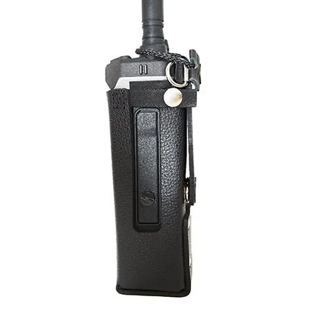 Leather Open Speaker Holster with Snapping Belt Loop and D-Rings BKR9000 Radios