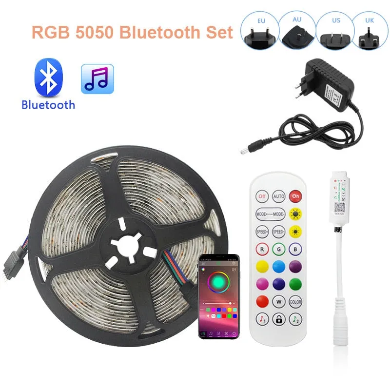 LED Strip Light RGB 5050 2835 Flexible Ribbon WiFi Bluetooth 12V led strip 20M 5M 10M 15M Waterproof Tape Diode Control Adapter