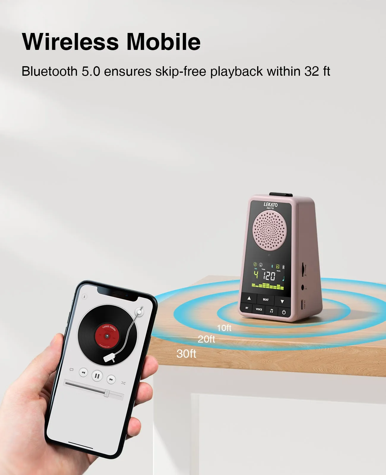 Enhanced LEKATO AM-718 Bluetooth Speaker & Digital Metronome Combo