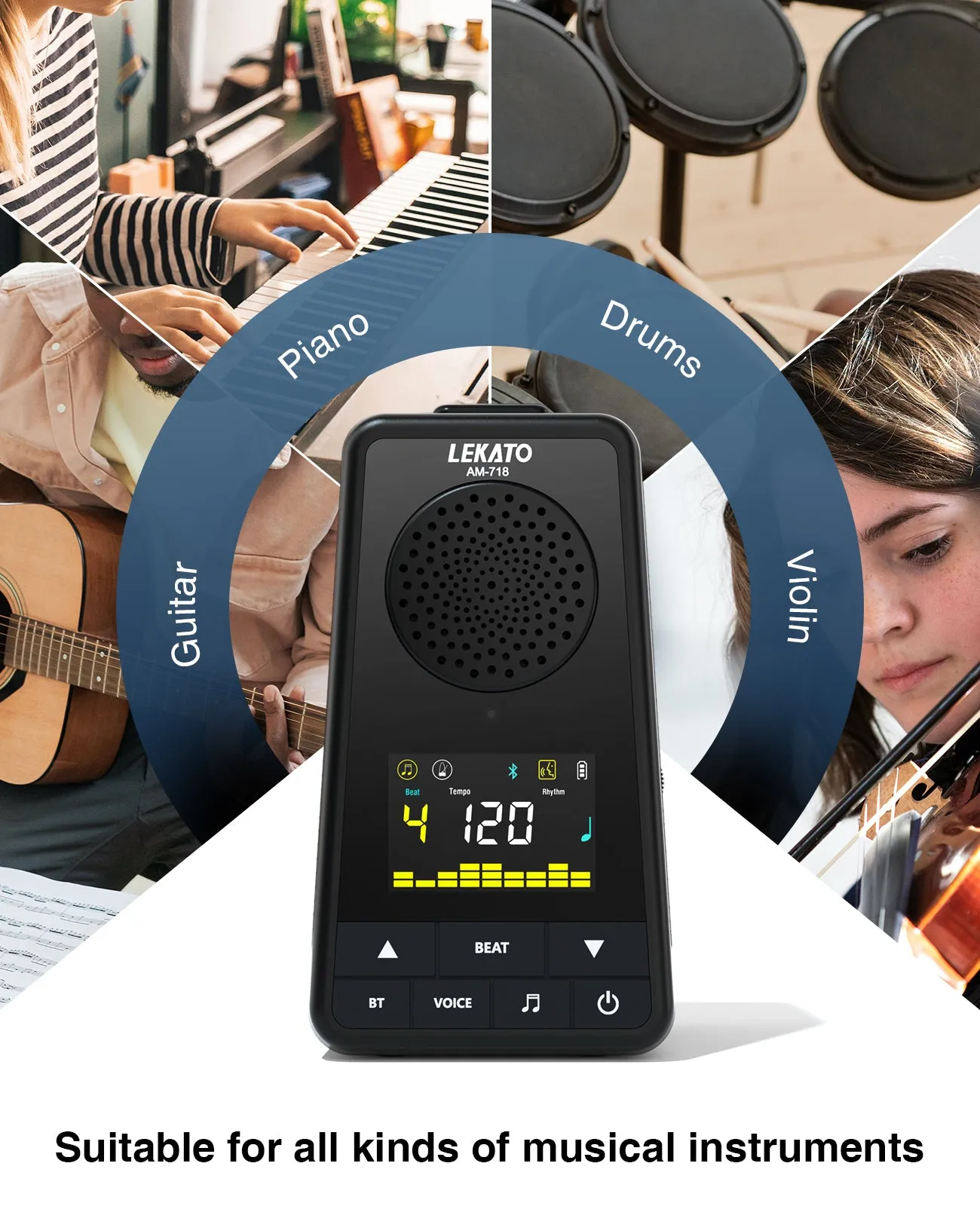 LEKATO AM-718 2-in-1 Bluetooth Speaker Digital Metronome