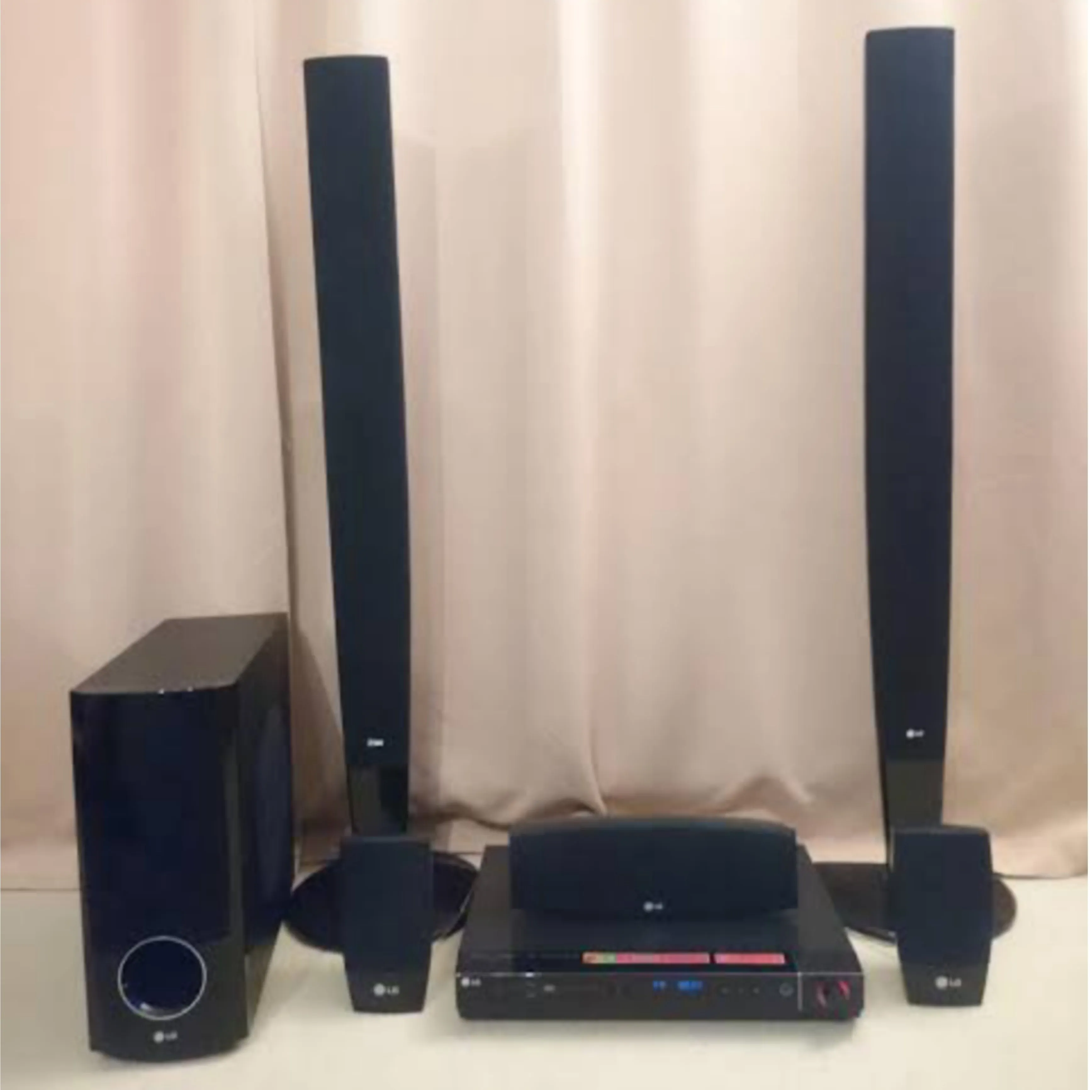 LG HT503PH 5.1Ch 500W DVD Tower Home Cinema System (USB, FM, Aux, Optical, HDMI Out) - Foreign Used