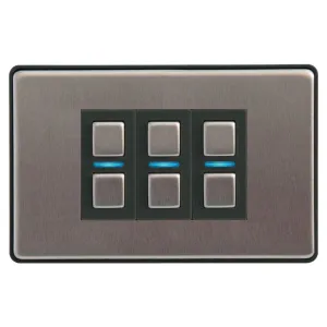 Lightwave L23 Smart Series Dimmer, Stainess Steel, 3 Gang