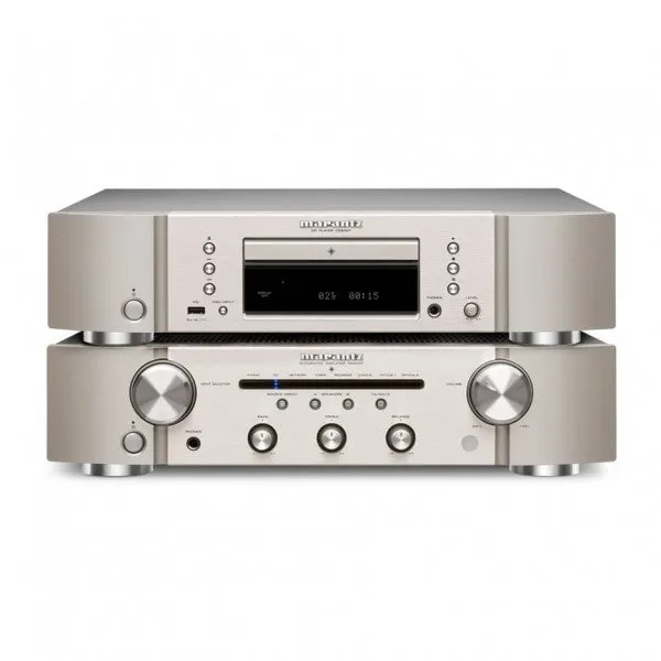 Marantz PM6007 Integrated Amp & CD6007 CD Player Silver with Bowers & Wilkins 603 S3 Speakers White