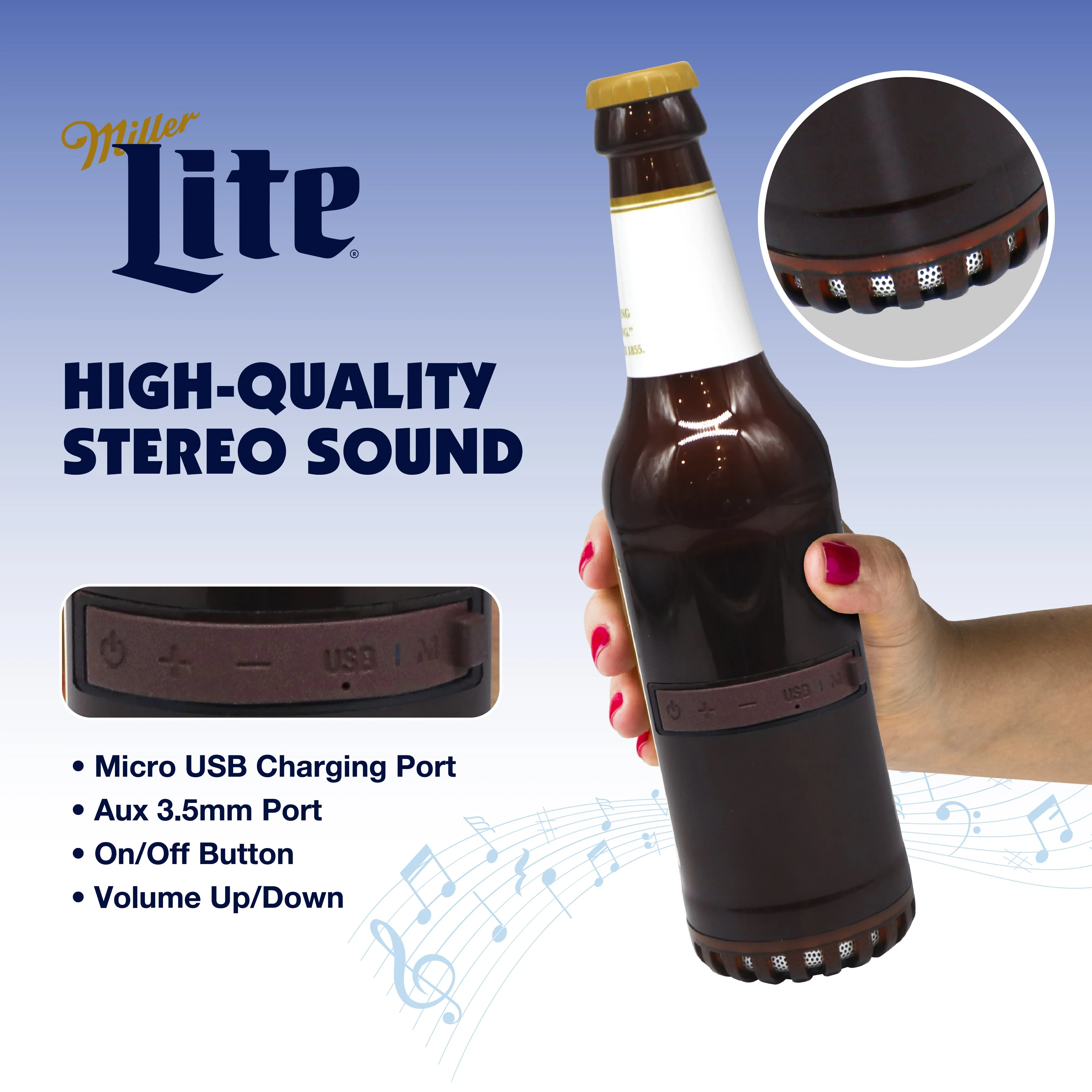 Miller Lite and Coors Light Bottle Shape Bluetooth Speaker With Acrylic Case