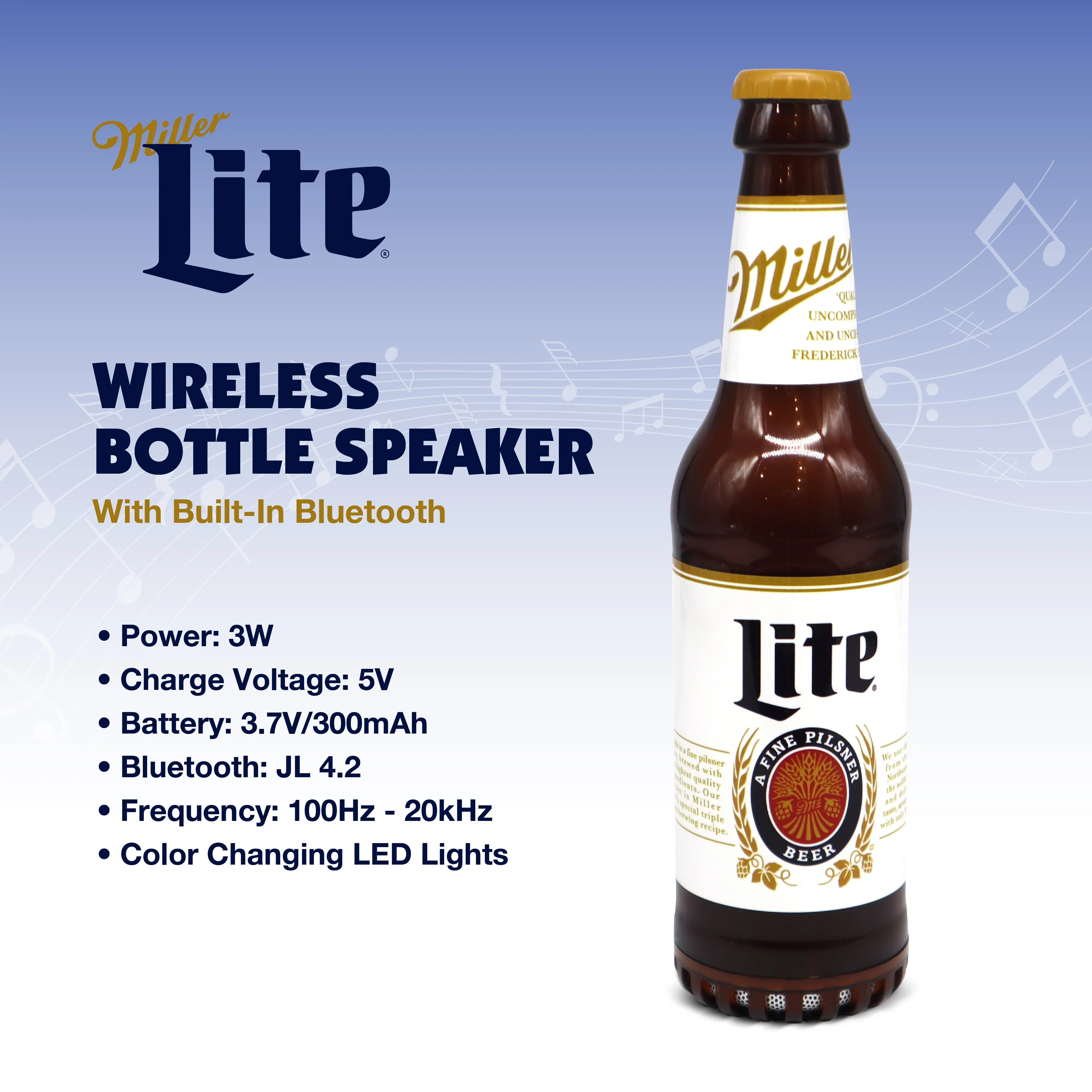 Miller Lite and Coors Light Bottle Shape Bluetooth Speaker With Acrylic Case