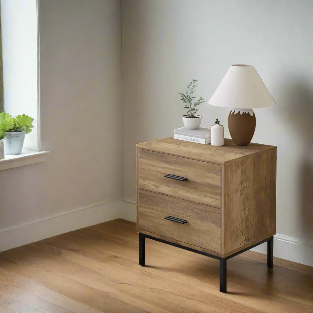 Nightstand - MerryLuk 2-Drawer Bronx Design | Modern & Sleek