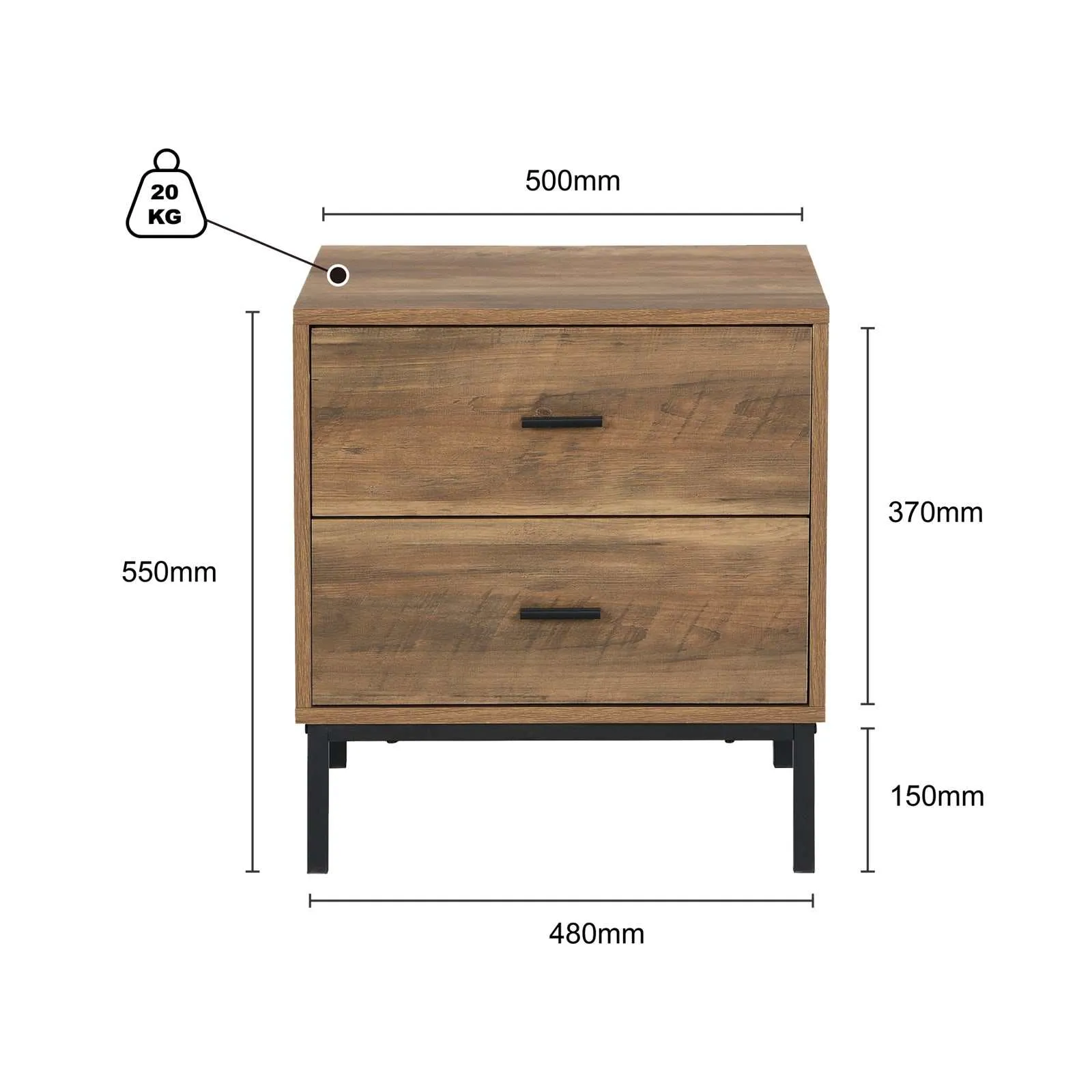 Nightstand - MerryLuk 2-Drawer Bronx Design | Modern & Sleek