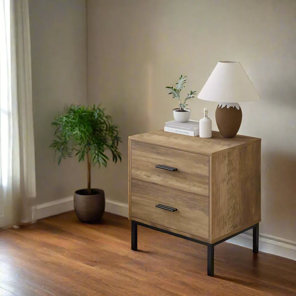 Nightstand - MerryLuk 2-Drawer Bronx Design | Modern & Sleek