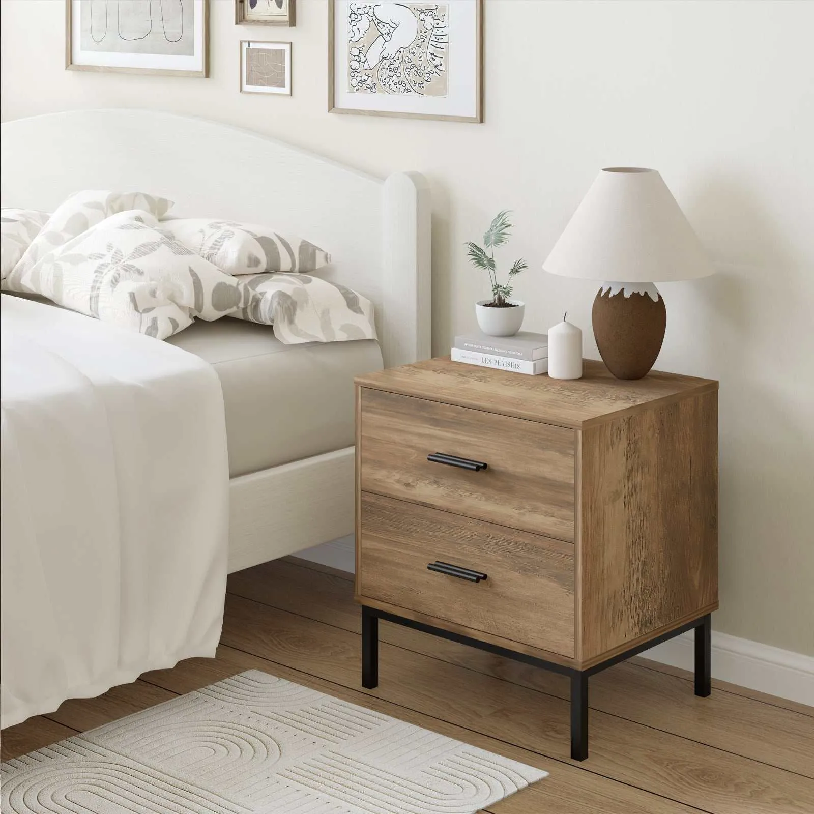 Nightstand - MerryLuk 2-Drawer Bronx Design | Modern & Sleek