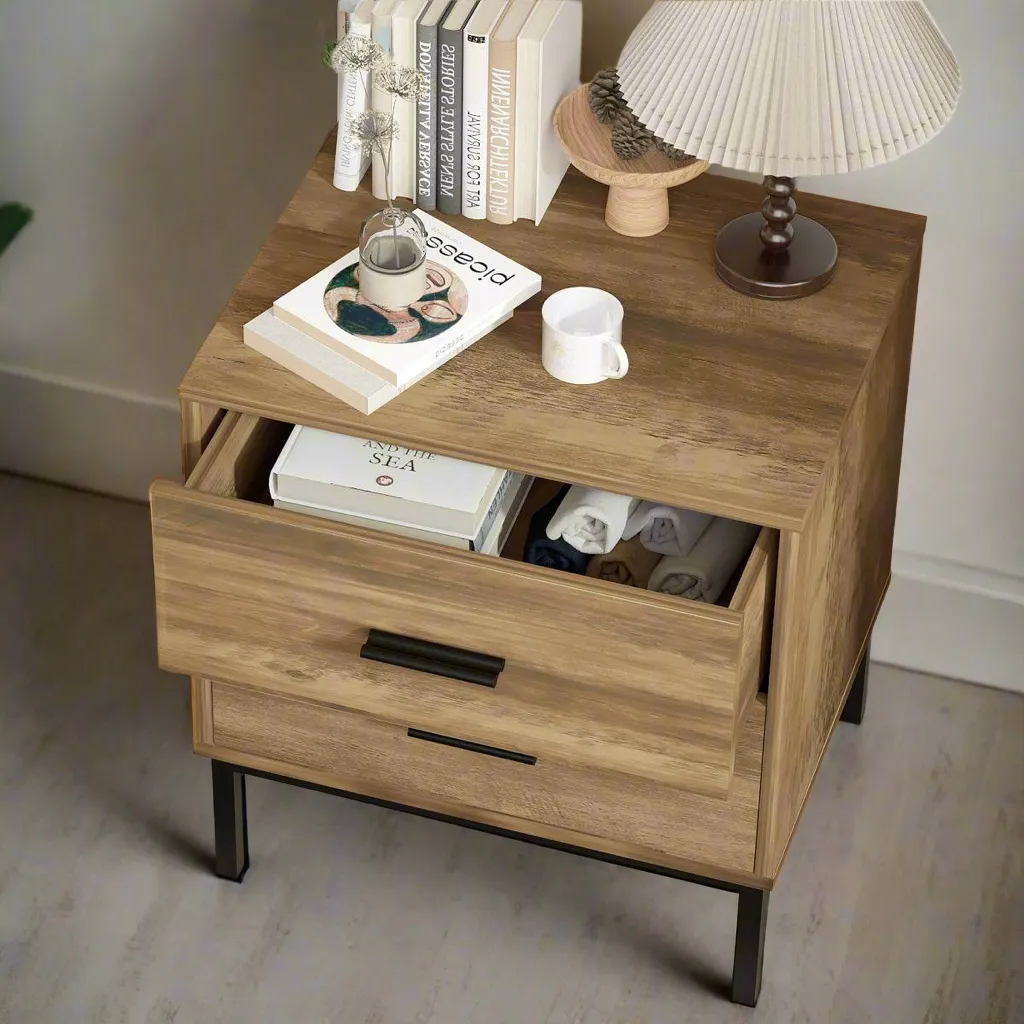 Nightstand - MerryLuk 2-Drawer Bronx Design | Modern & Sleek