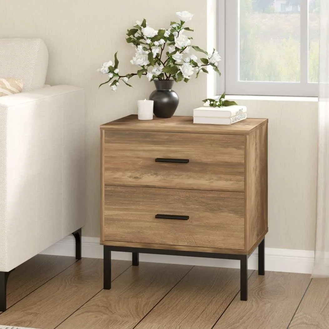 Nightstand - MerryLuk 2-Drawer Bronx Design | Modern & Sleek