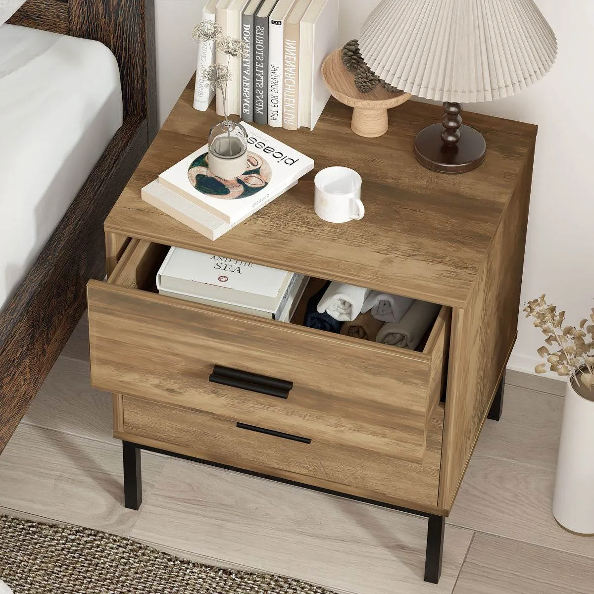 Nightstand - MerryLuk 2-Drawer Bronx Design | Modern & Sleek