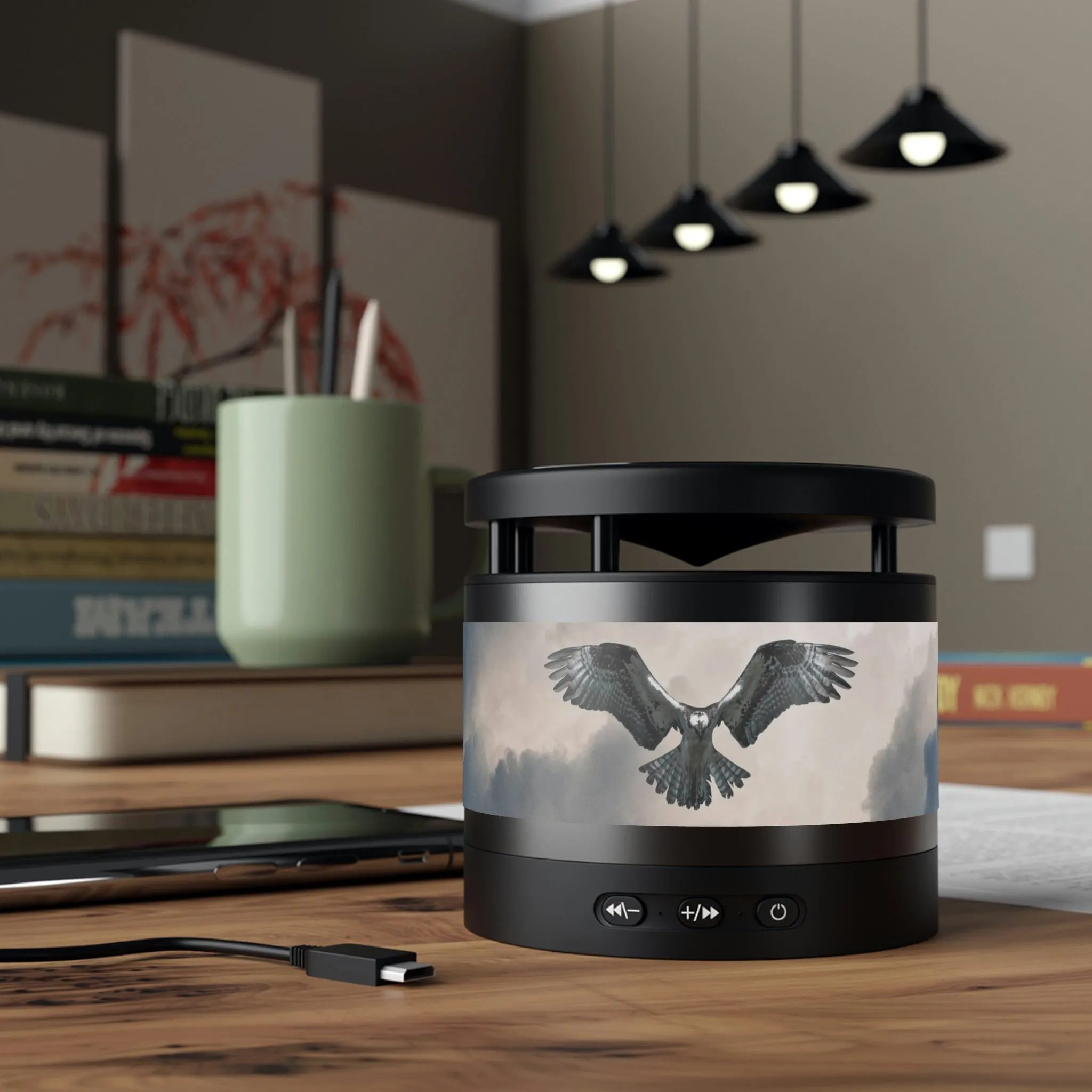 Premium Osprey Metal Bluetooth Speaker with Integrated Wireless Charging Pad - Stylish, Portable, and High-Quality Sound