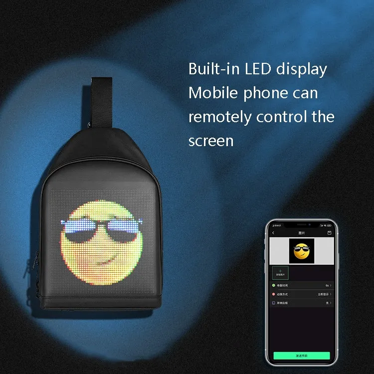 Outdoor LED Display Crossbody Bag Personality USB Bluetooth Small Bag, Size: 7 inch(Black)