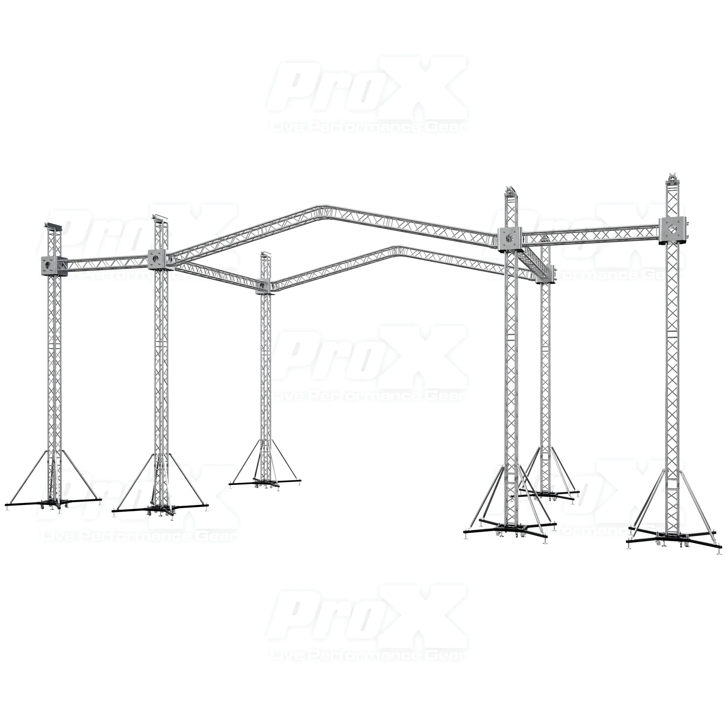 ProX XTP-GS302023-PR2-12D 12D PR2 Stage Roofing System with 7 Ft Speaker Wings and  6 Chain Hoists | 30 Ft W x 20 Ft L x 23 Ft H