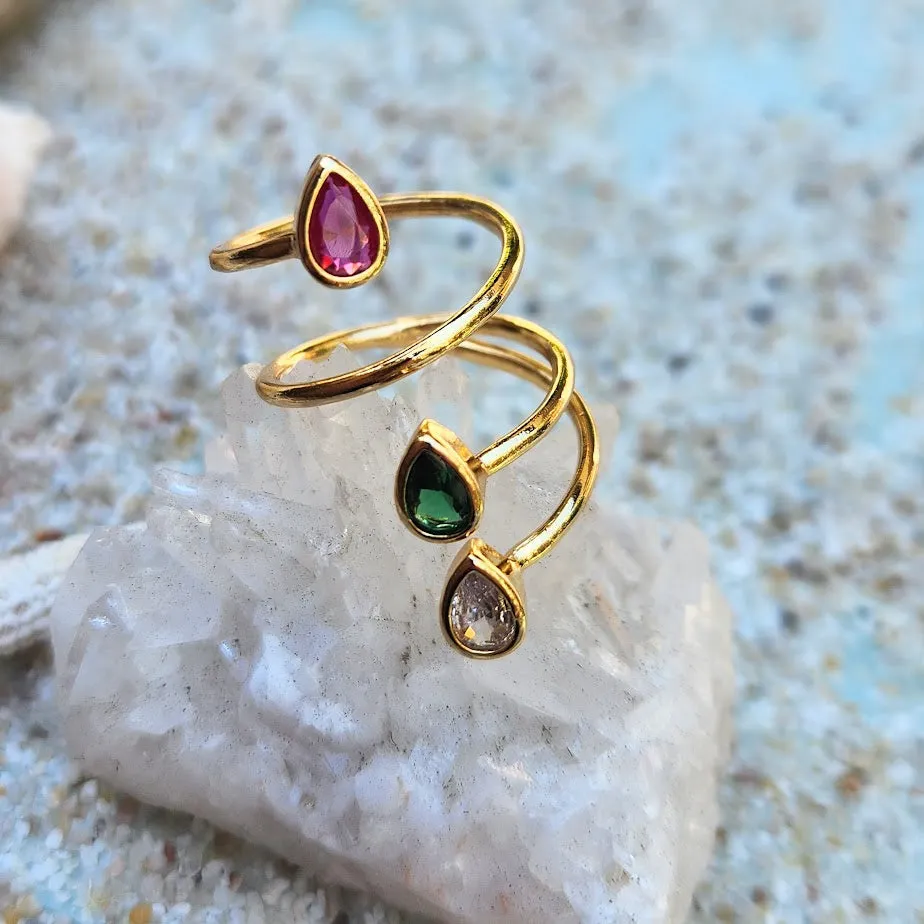 RAINBOW TRIO  - ADJUSTABLE WATERPROOF GOLD RING