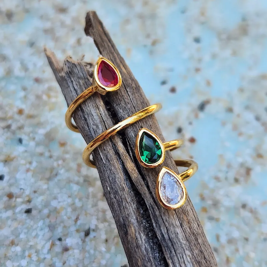 RAINBOW TRIO  - ADJUSTABLE WATERPROOF GOLD RING