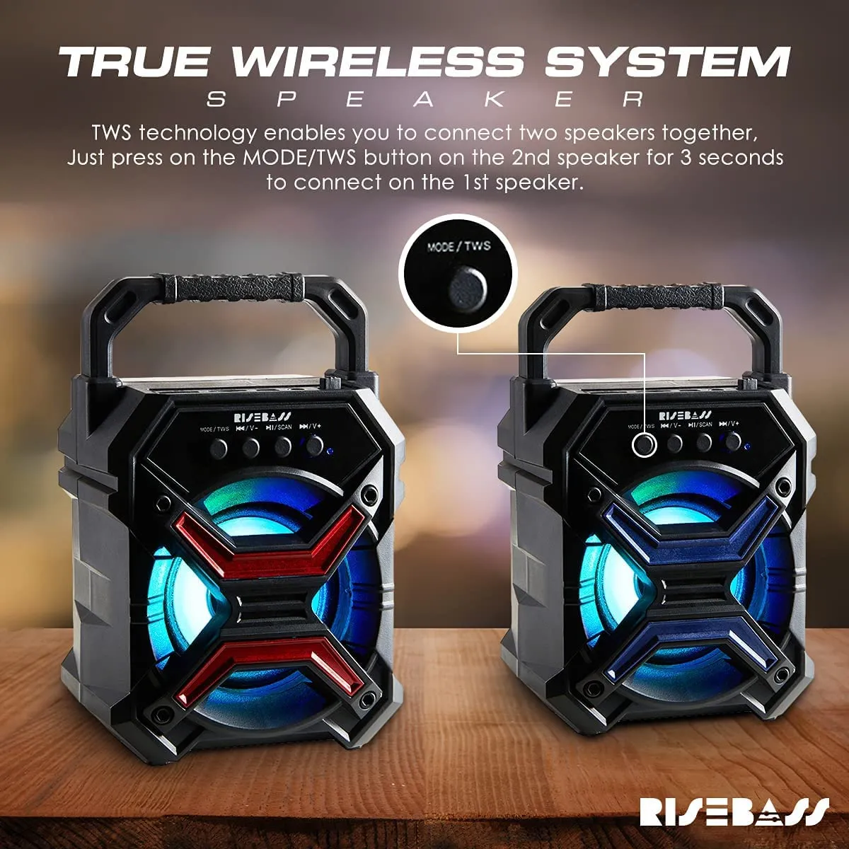 RISEBASS Portable Wireless Bluetooth Speaker