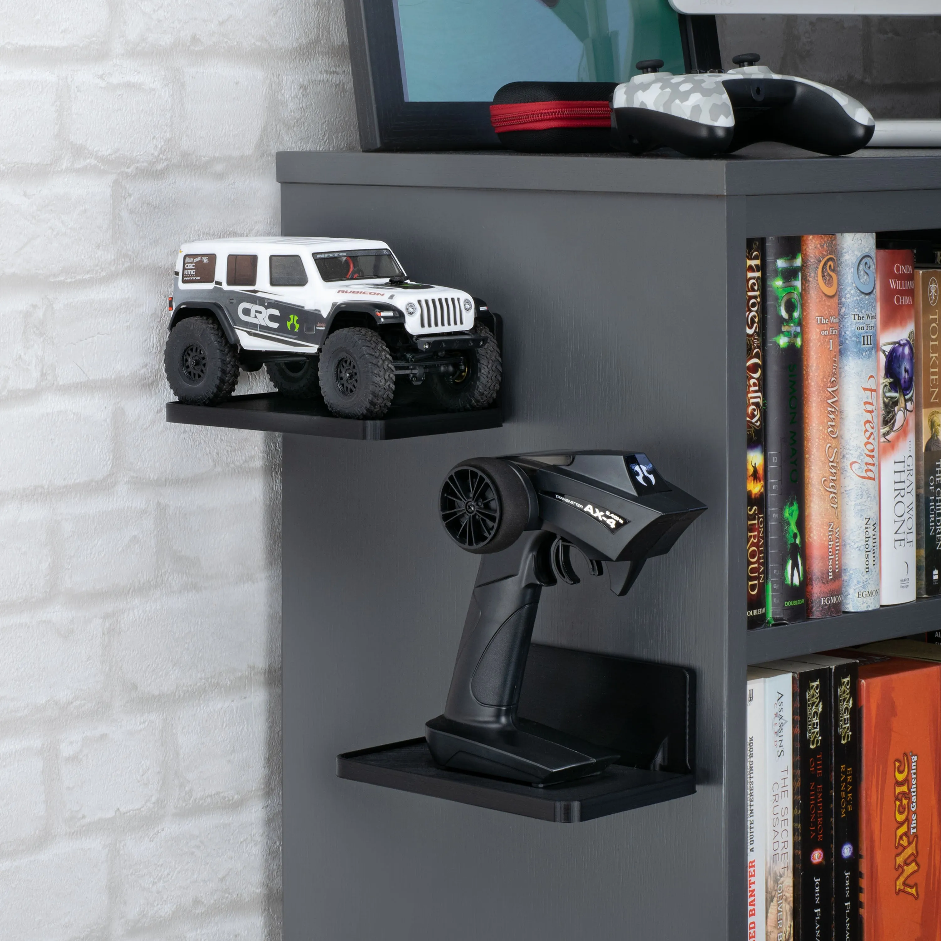 Screwless Xtra-Wide Floating Shelf (200) w/ Cable Access for Cameras, Baby Monitors, Plants & More (172mm / 6.7” x 105mm / 4.1”)